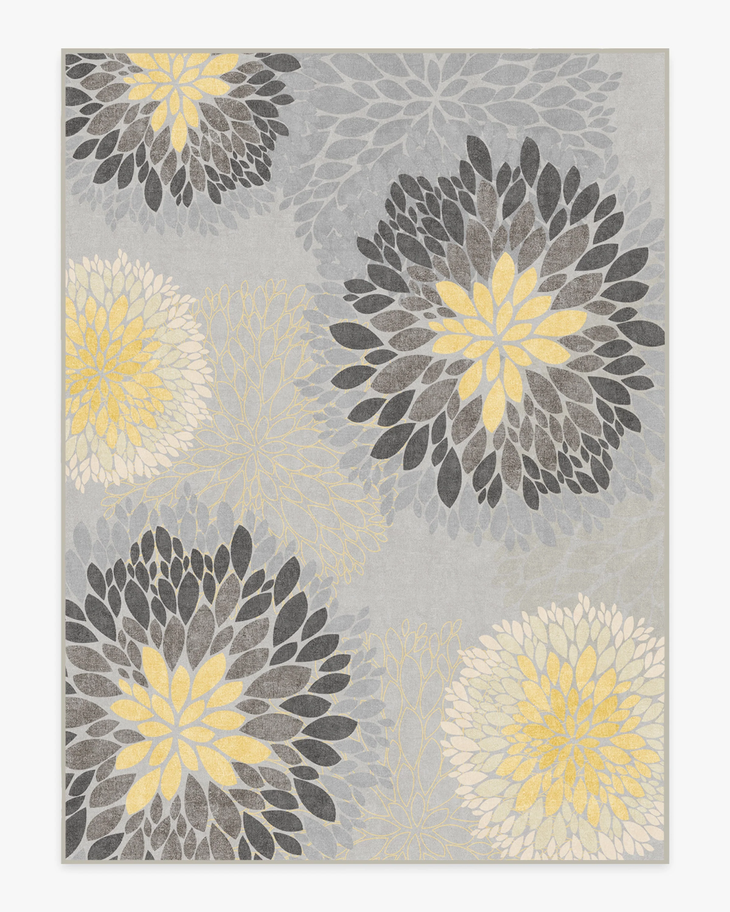 Floral Medallion Yellow Grey Rug