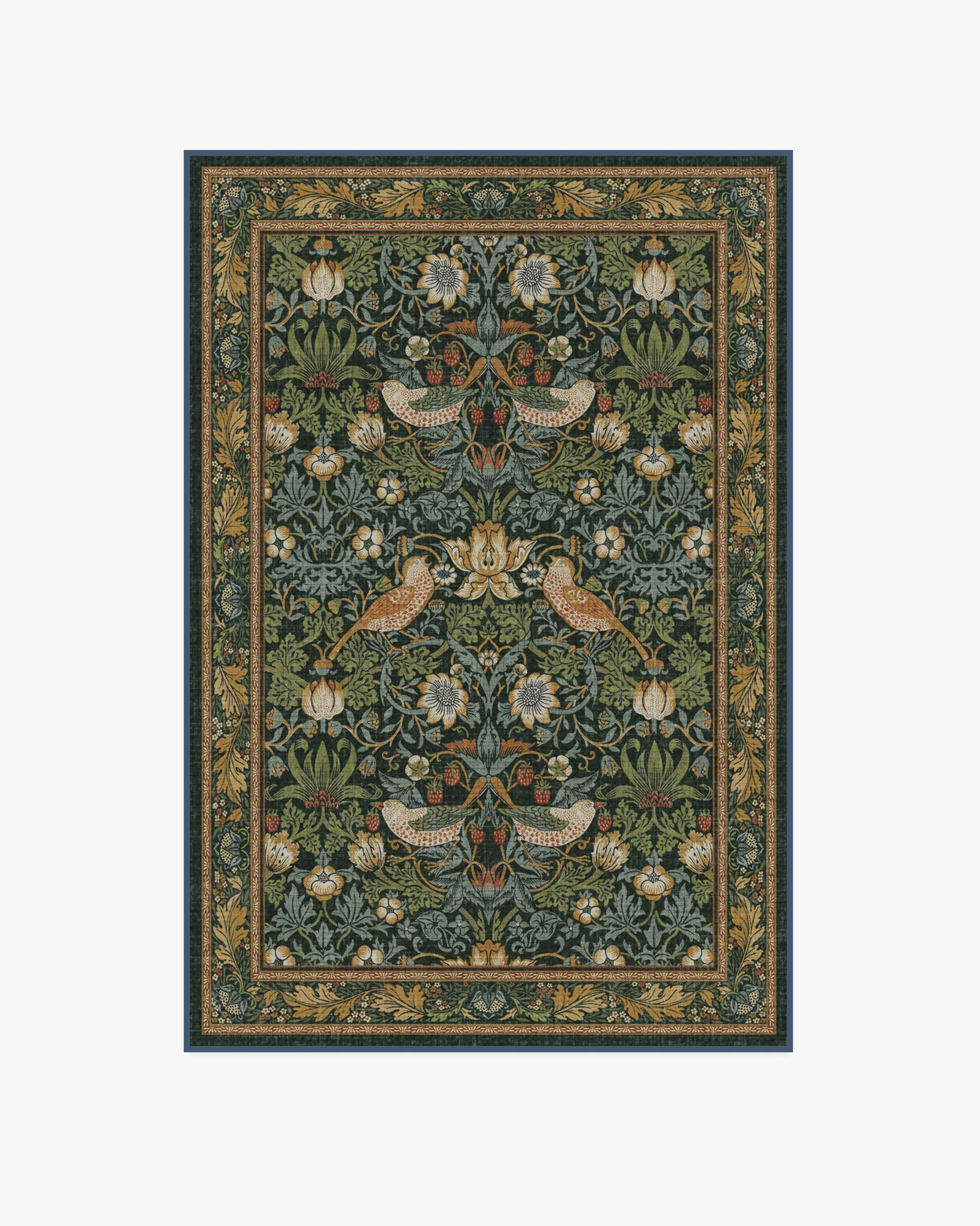 Strawberry Thief Indigo Flatwoven Rug by Morris & Co.
