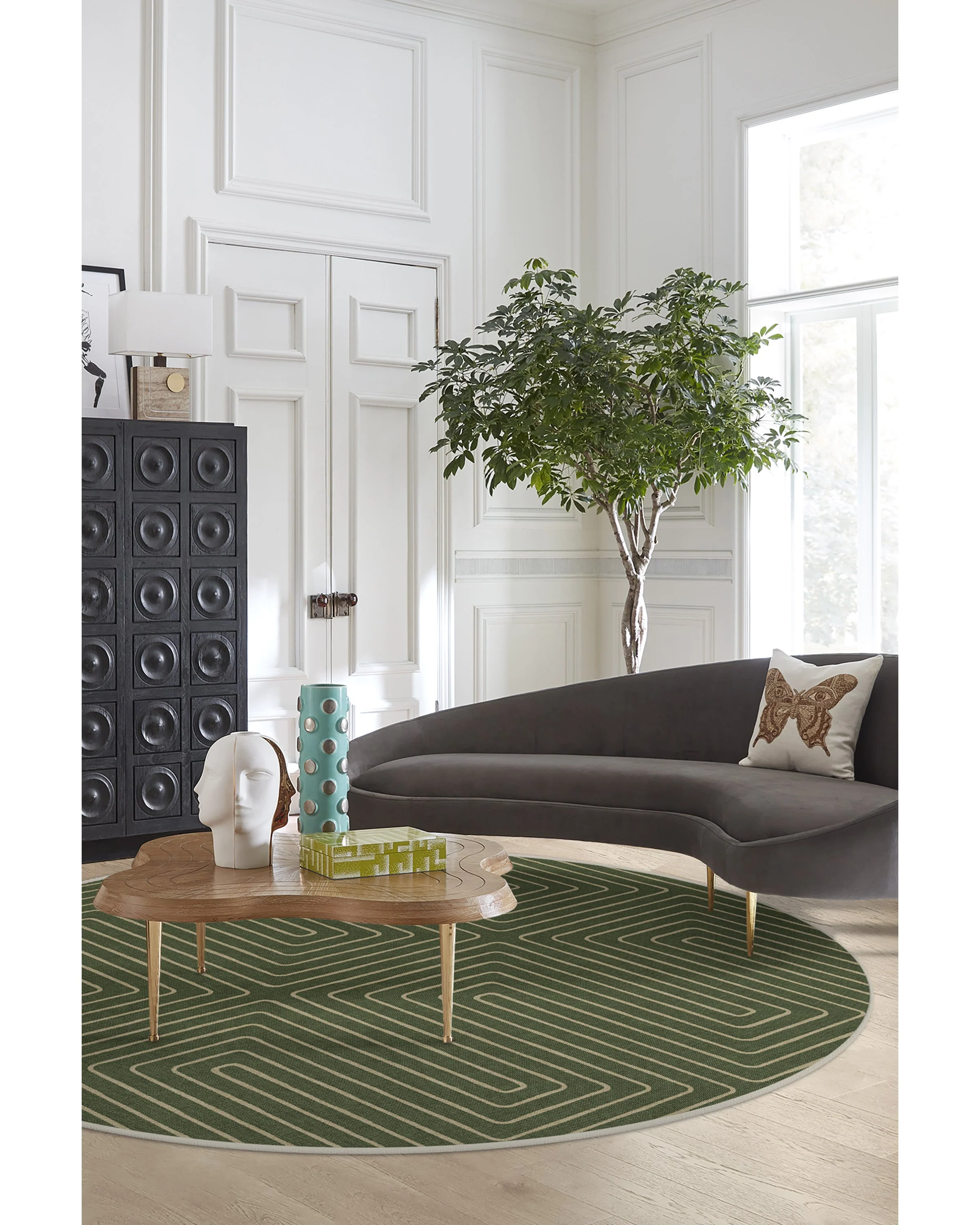 Labyrinth Fern Green Rug by Jonathan Adler