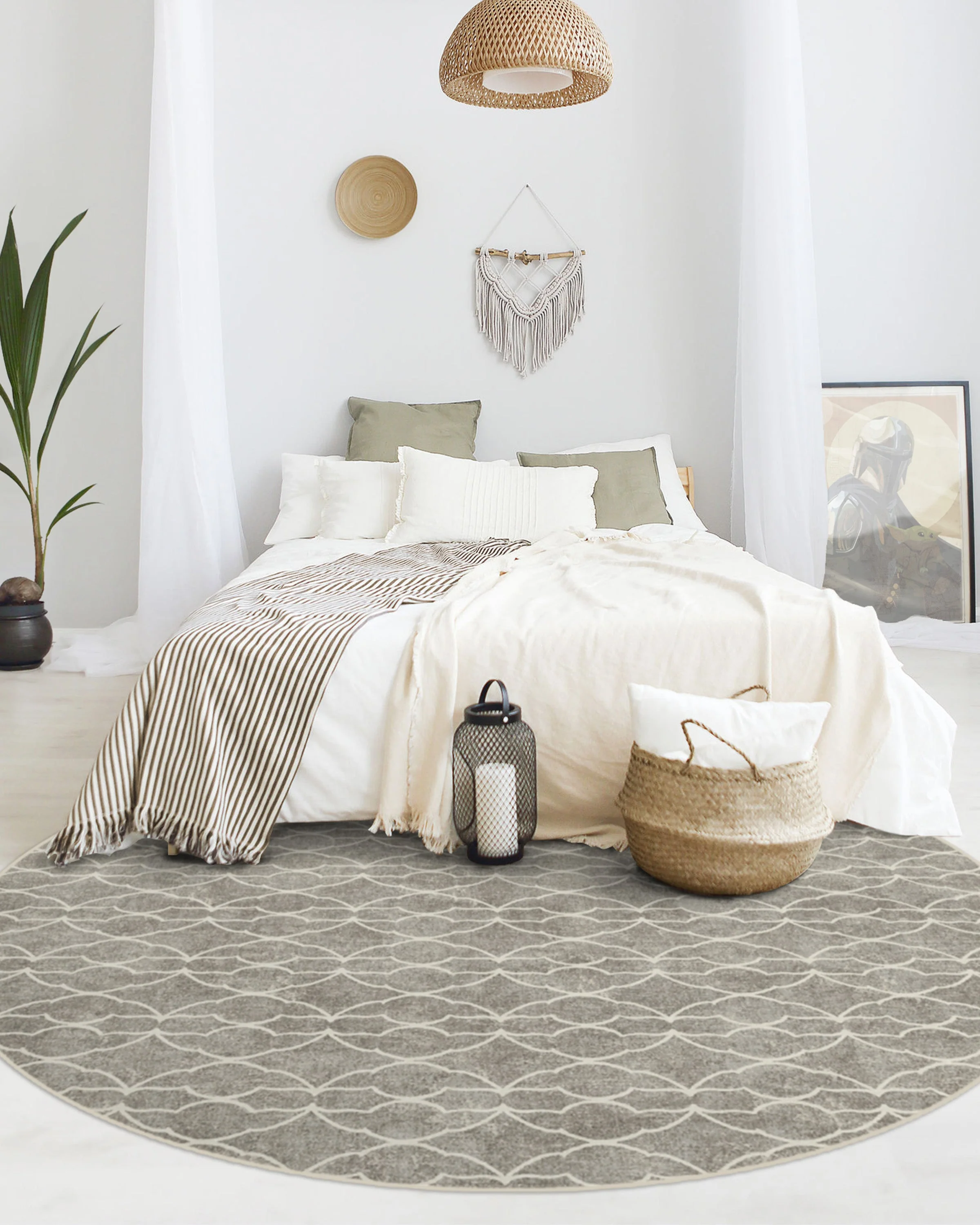 Grogu™ Trellis Ash Grey Flatwoven Rug