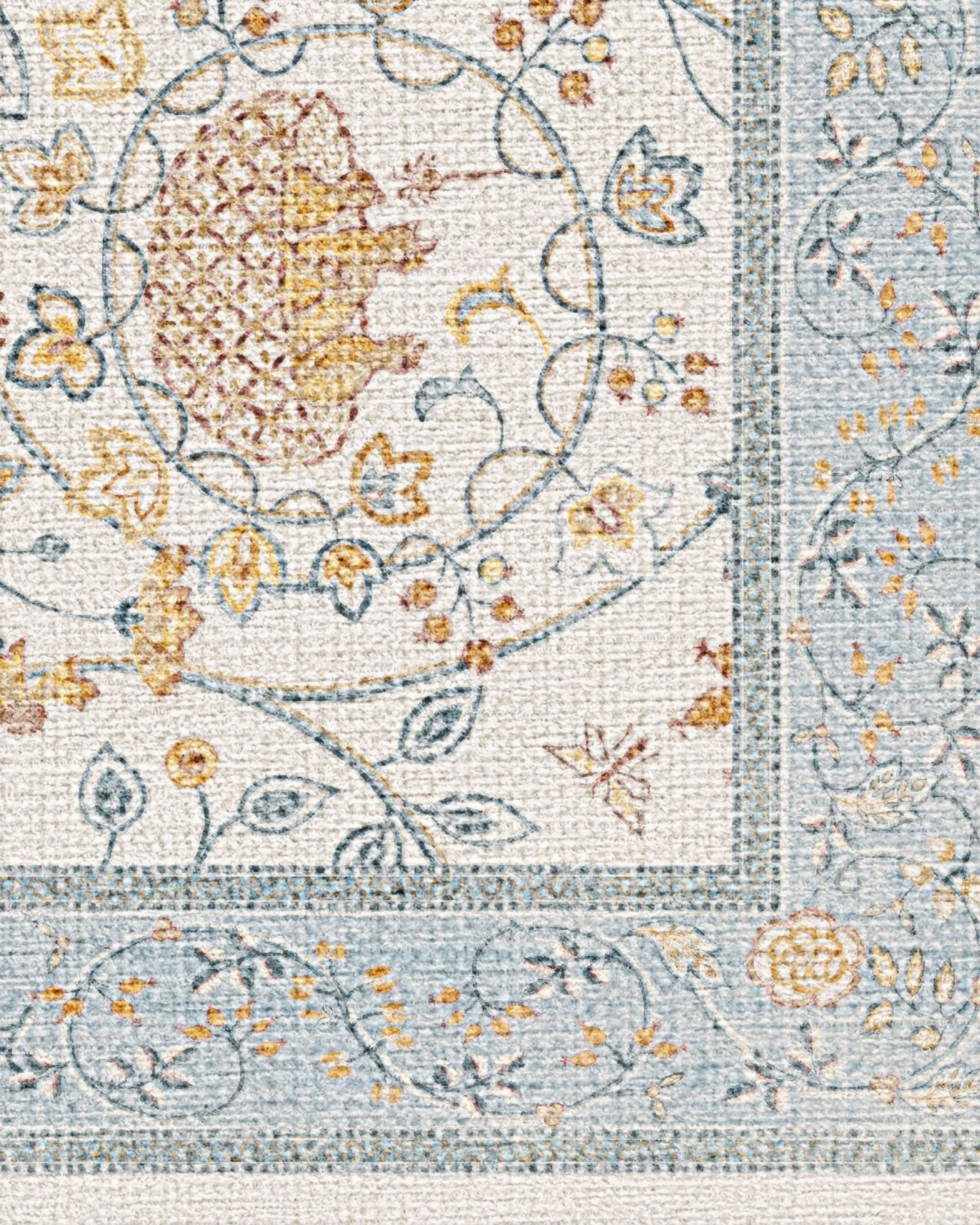 Newill Ivory & Blue Flatwoven Rug by Morris & Co.