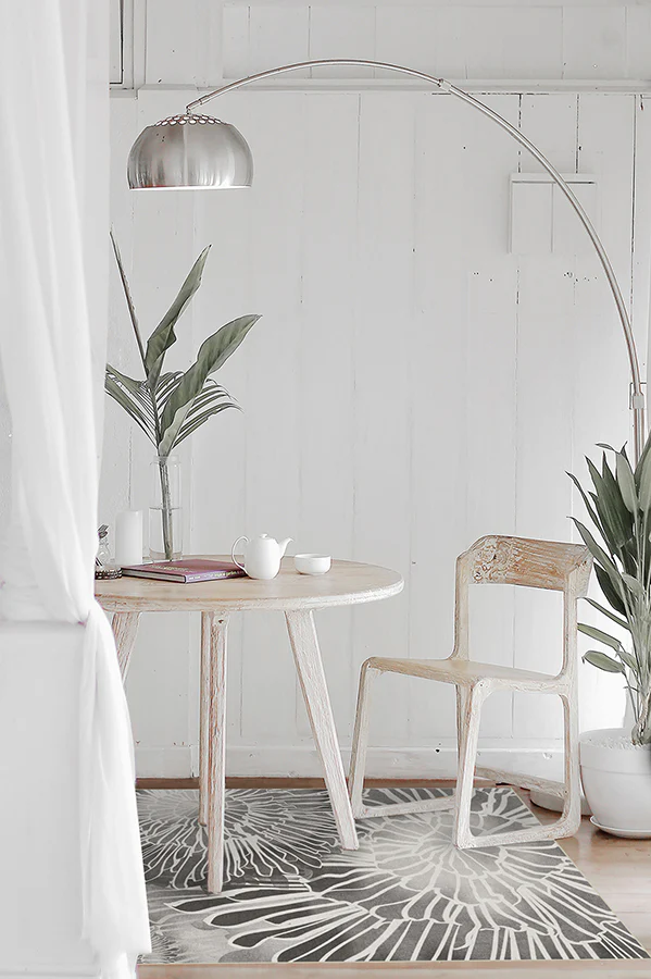 Chrysanthemum Ash Grey Flatwoven Rug