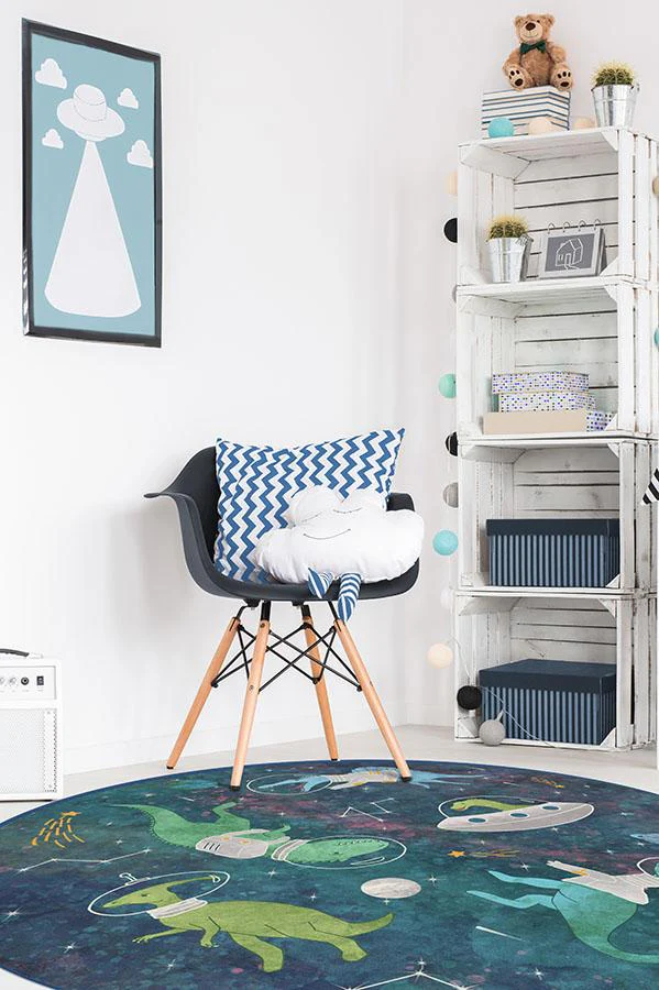 Dinosaurs in Space Flatwoven Rug