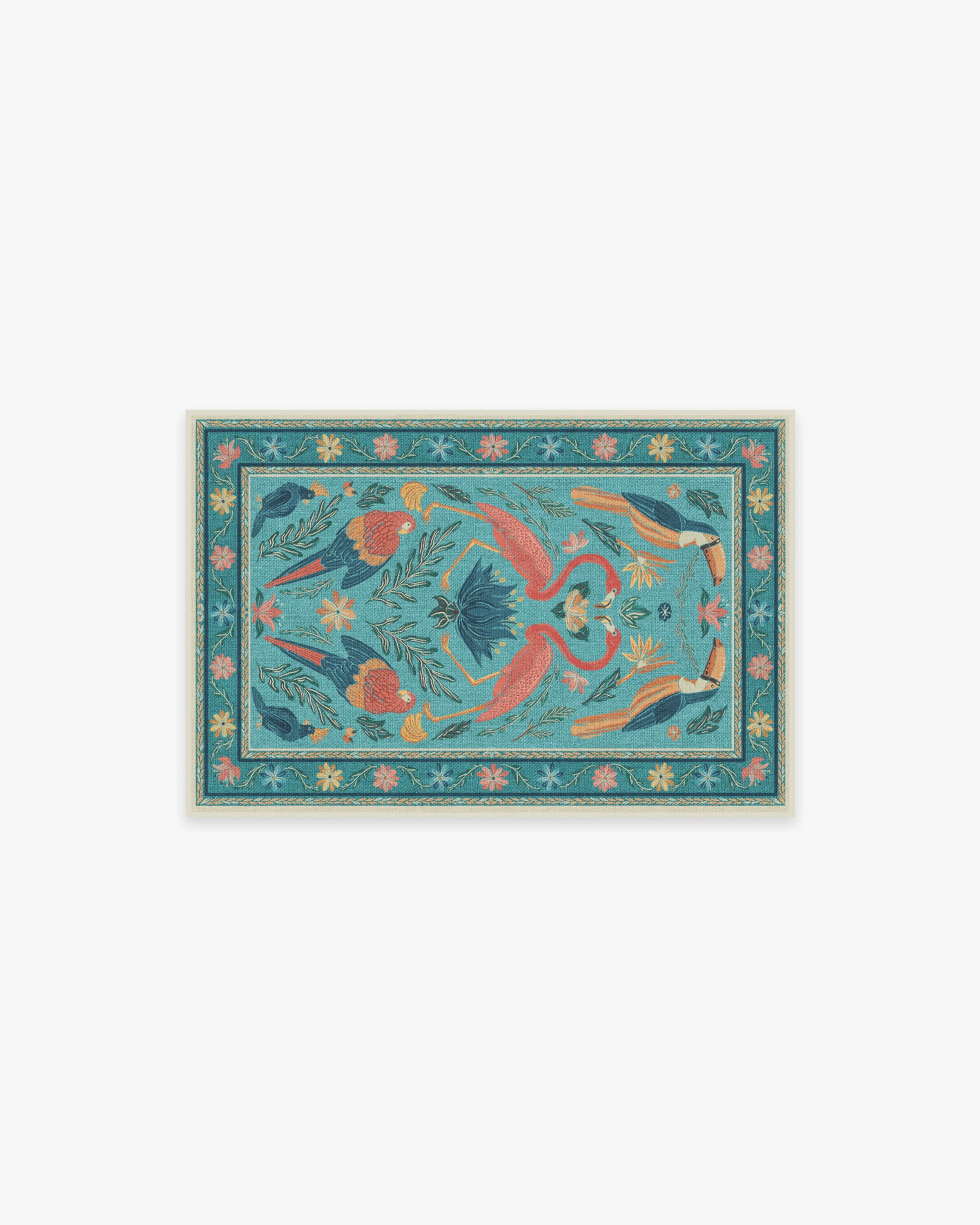 Birds Of A Feather Aqua Rug by Iris Apfel