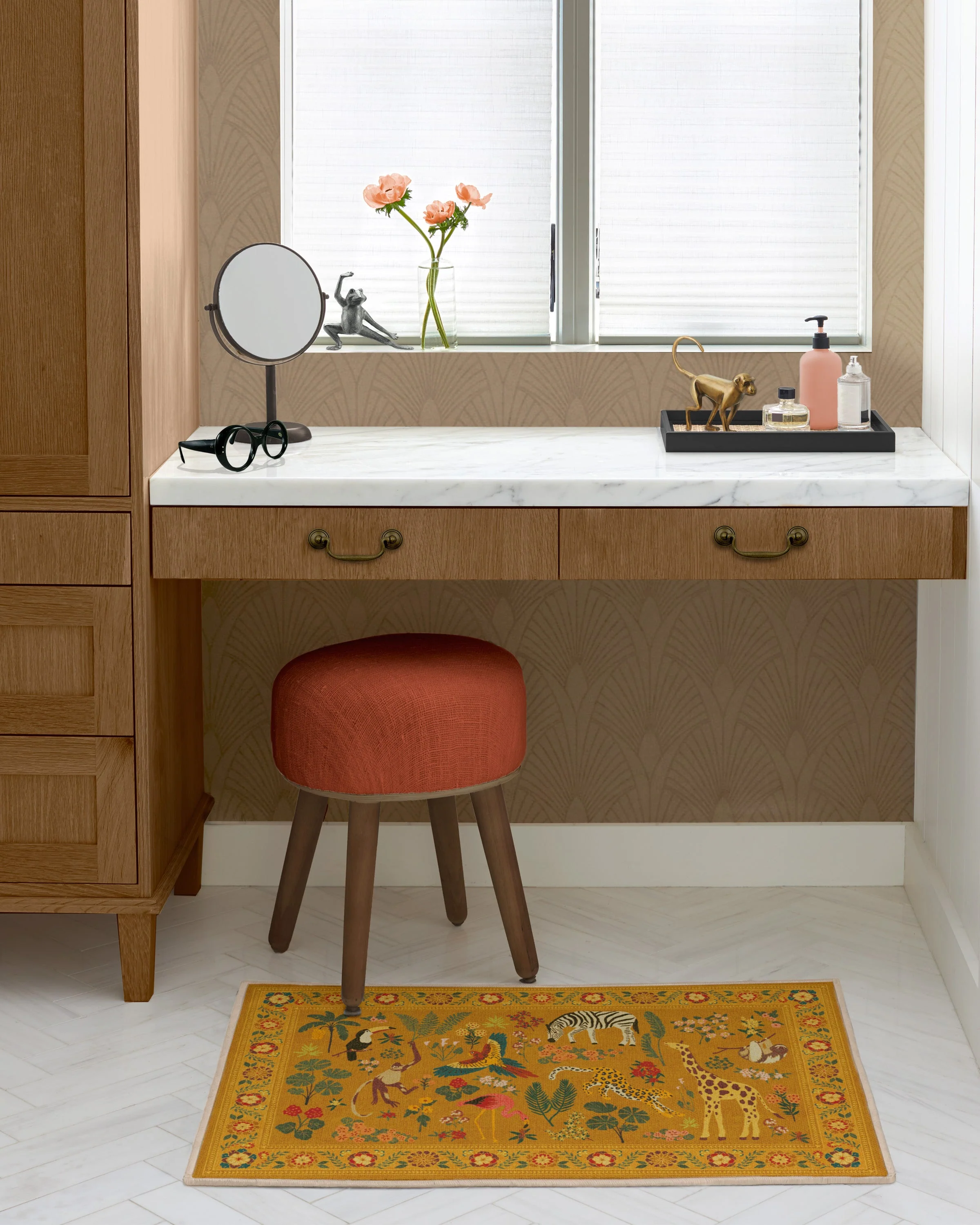 Jingle Jungle Ochre Flatwoven Rug by Iris Apfel