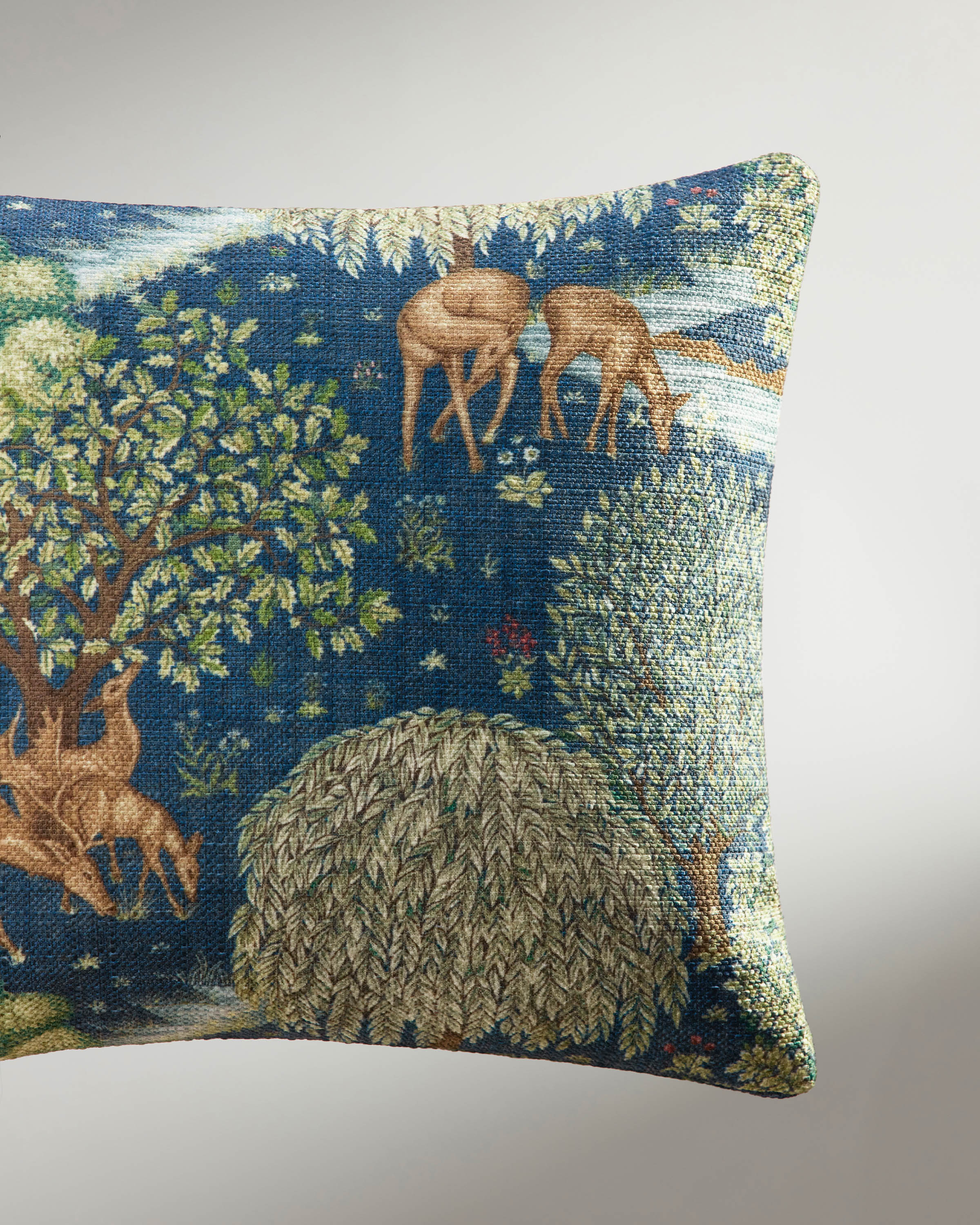 Brook Sapphire Blue Woven Lumbar Throw Pillow by Morris & Co.