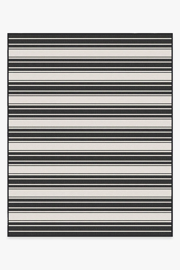 Marina Stripe Black Outdoor Rug