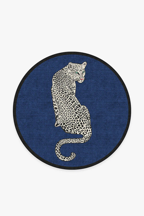 Snow Leopard Sapphire Rug by Jonathan Adler