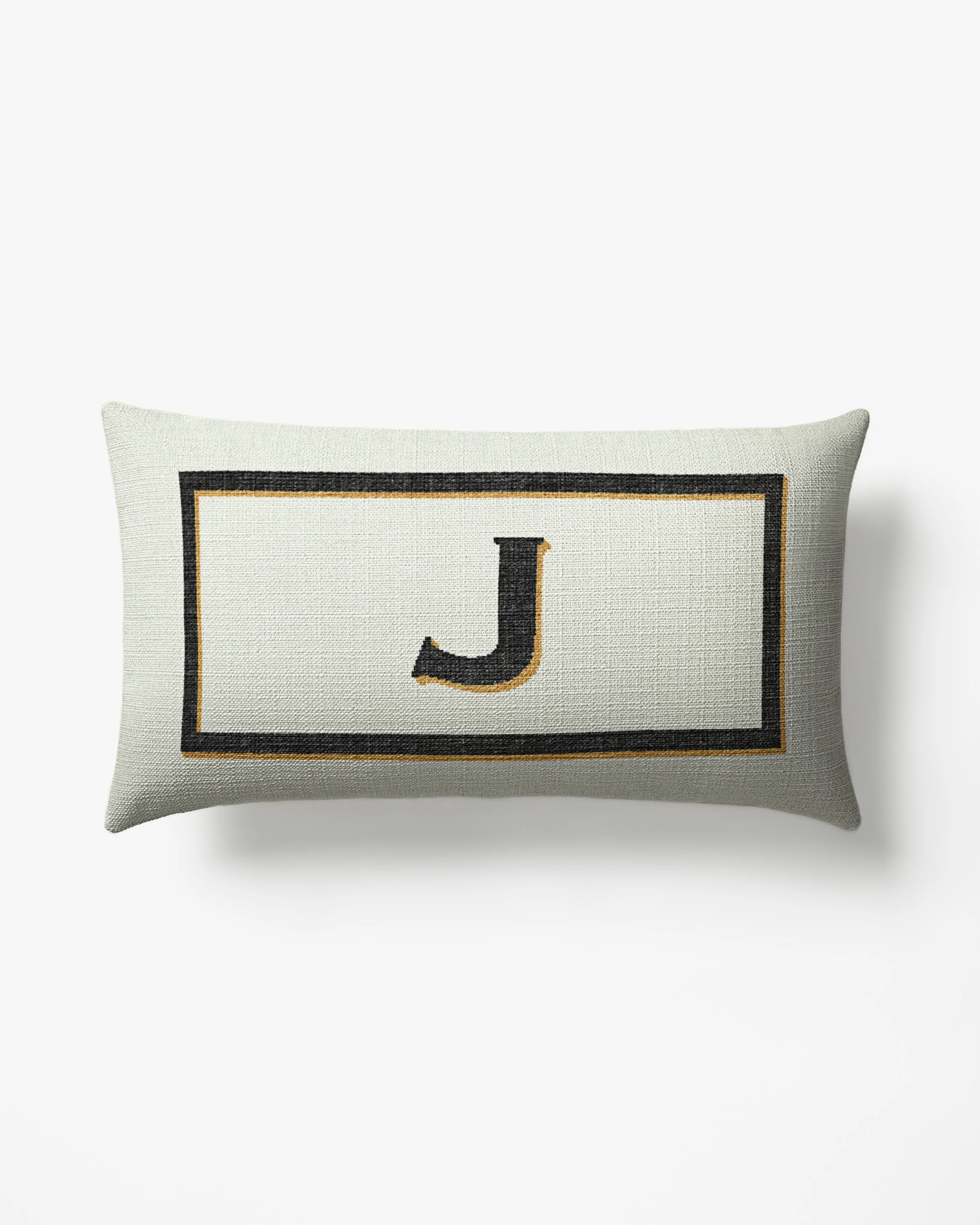 Classic Monogram Ivory Woven Throw Pillow, 12x21 by Jonathan Adler