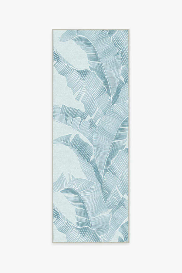 Banana Leaf Soft Blue Outdoor Rug by Gray Malin