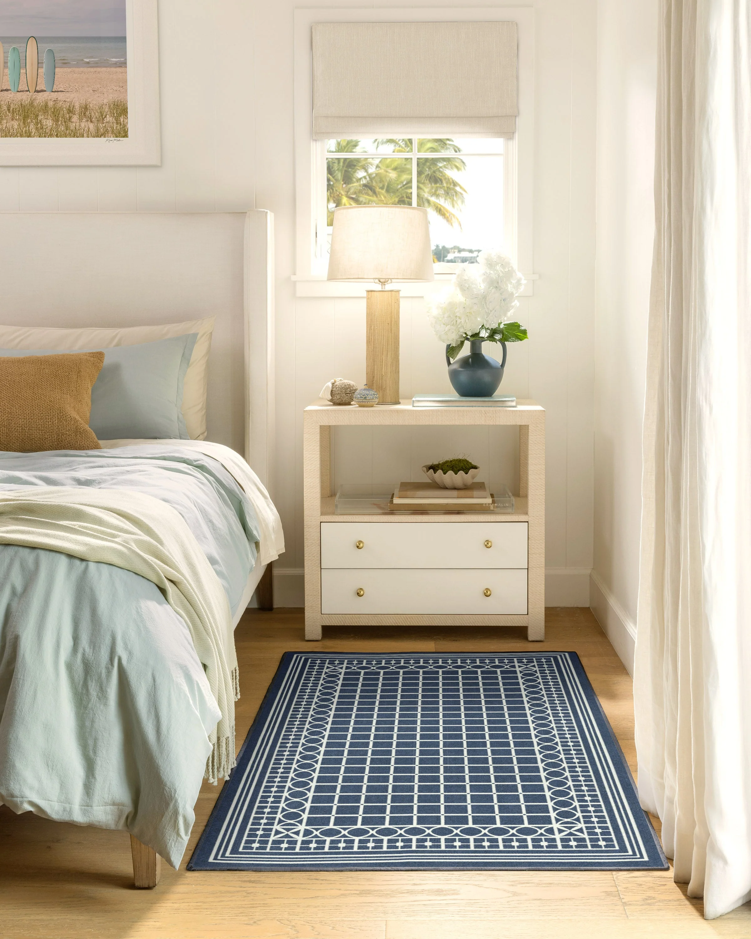 Palm Beach Navy Flatwoven Rug by Gray Malin