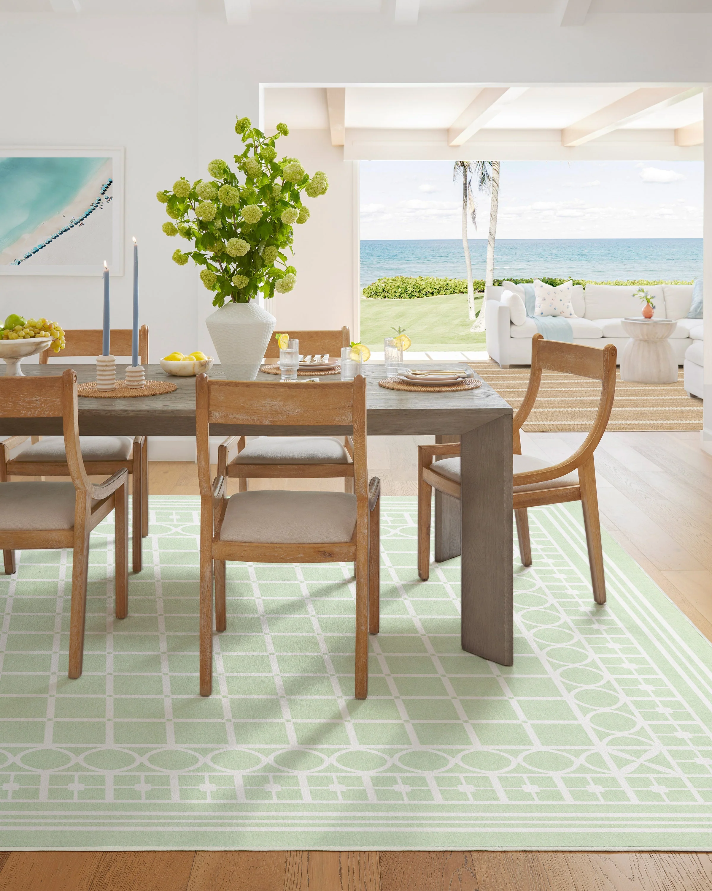 Palm Beach Powder Sage Rug by Gray Malin
