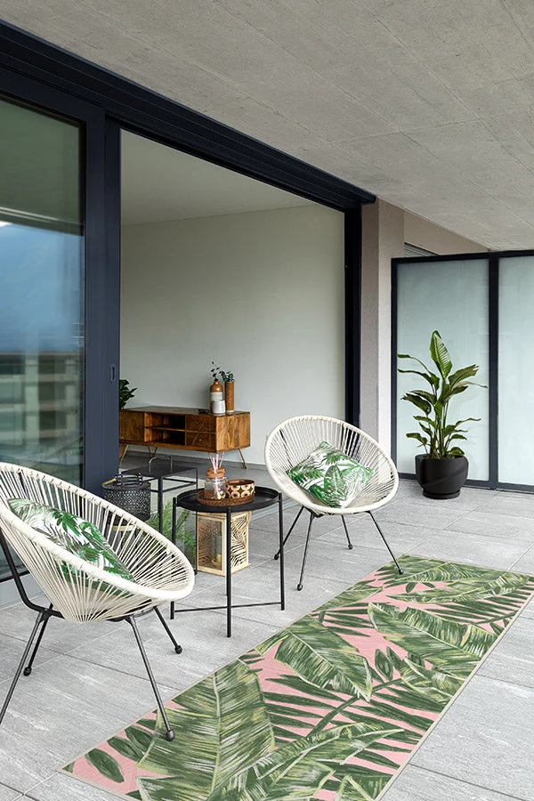Filifera Palm Pink Outdoor Rug