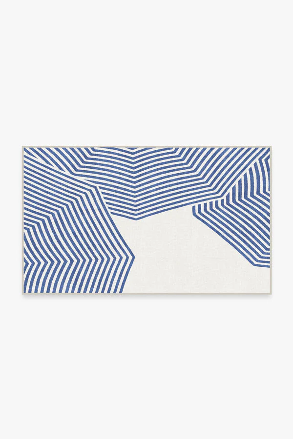 Beach Club Navy & Ivory Outdoor Rug by Gray Malin