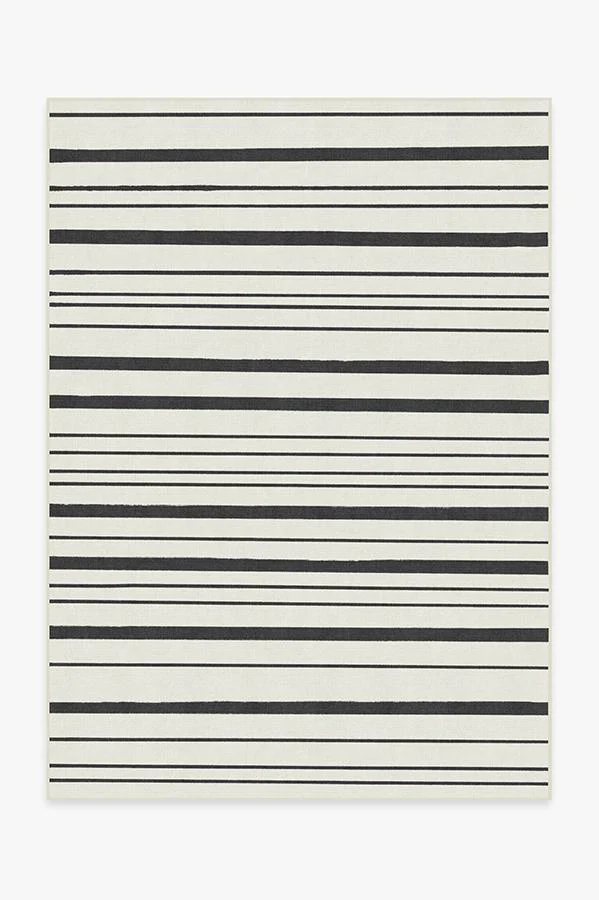 Hudson Stripe Black Flatwoven Rug
