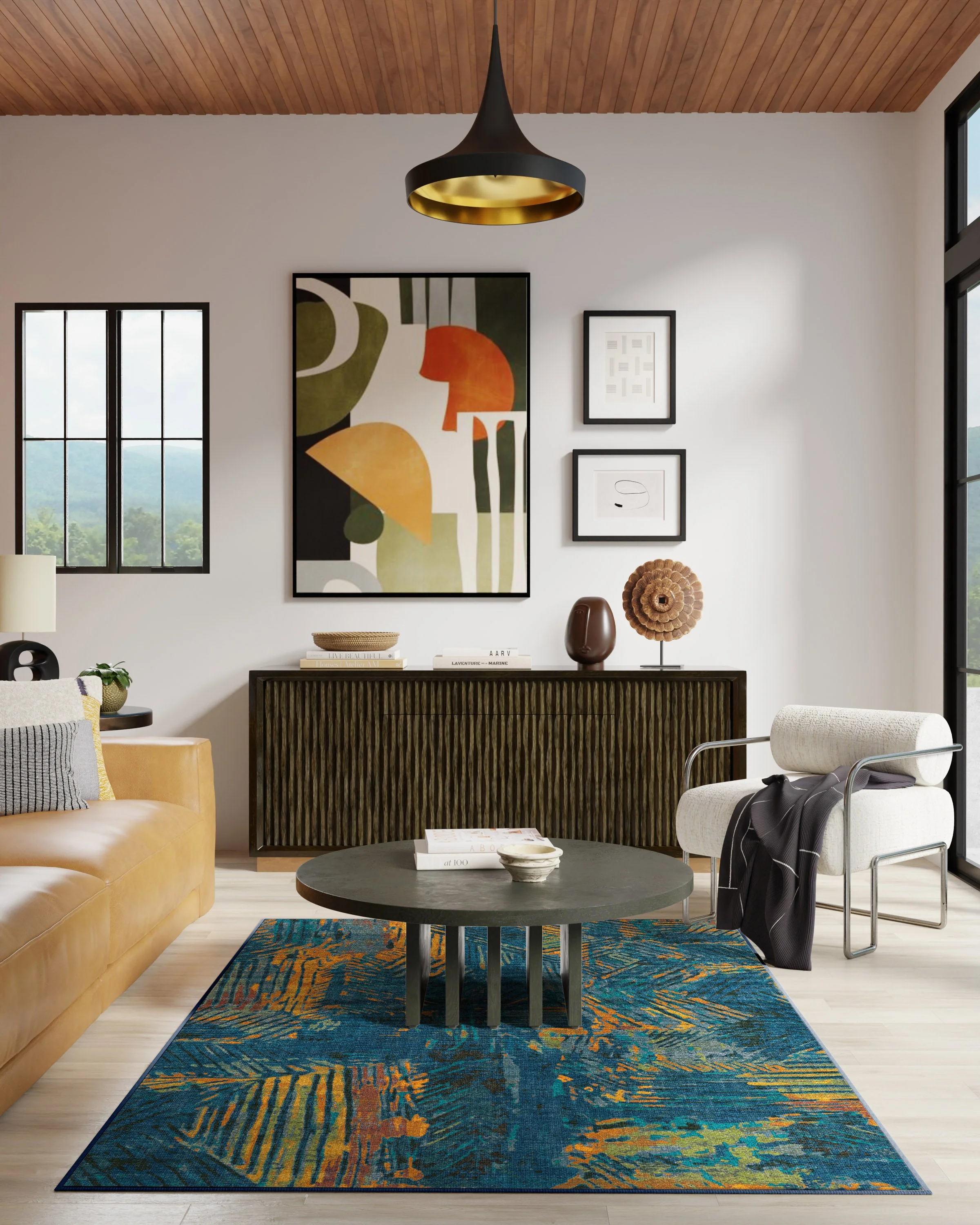 Sgraffito Royal Blue Rug by Malene Barnett
