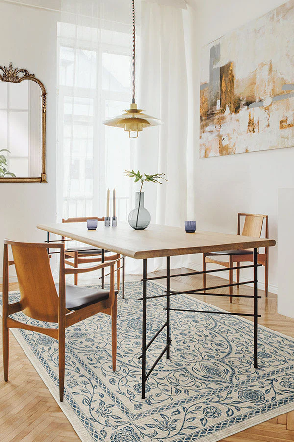 Vianna Blue & Ivory Flatwoven Rug