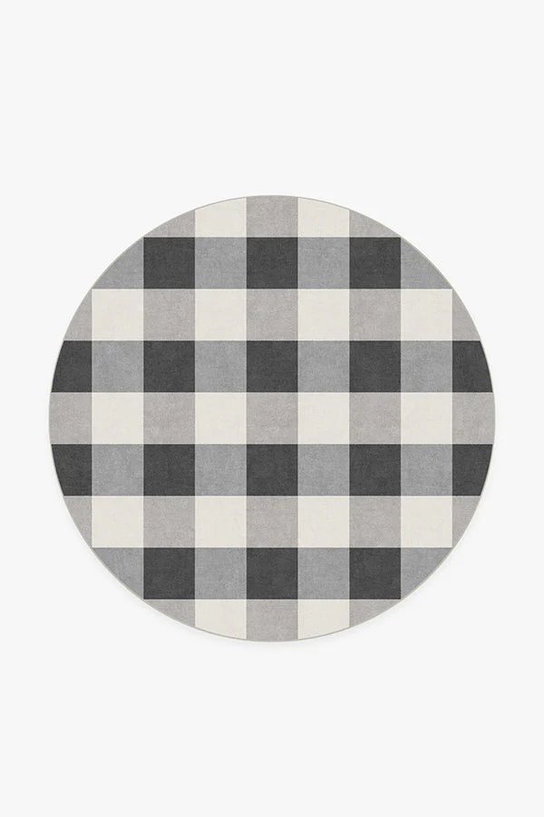 Buffalo Plaid Black & White Flatwoven Rug