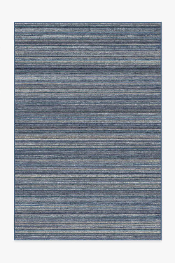 Multi Stripe Blue Flatwoven Rug