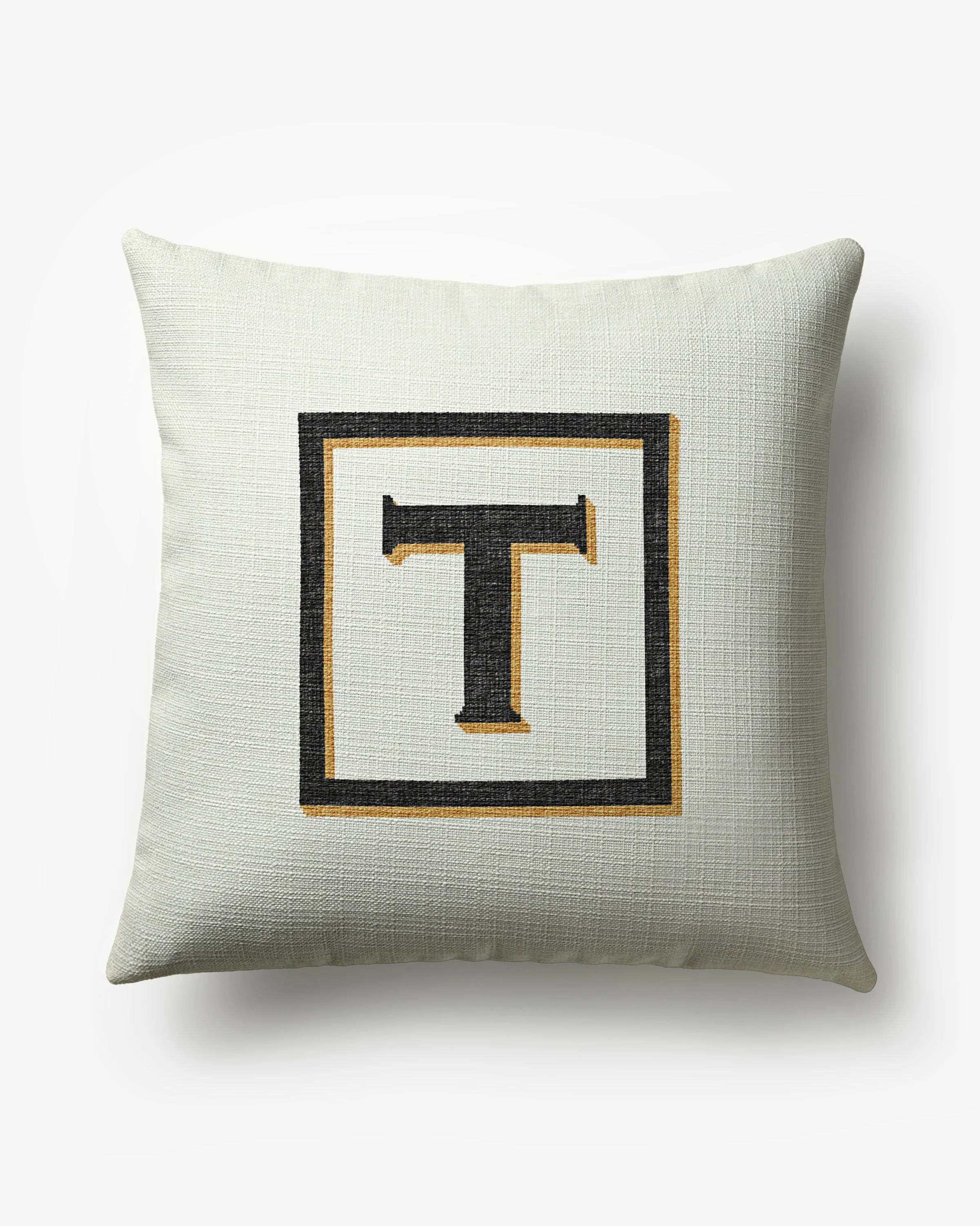 Classic Monogram Ivory Woven Throw Pillow, 20x20 by Jonathan Adler
