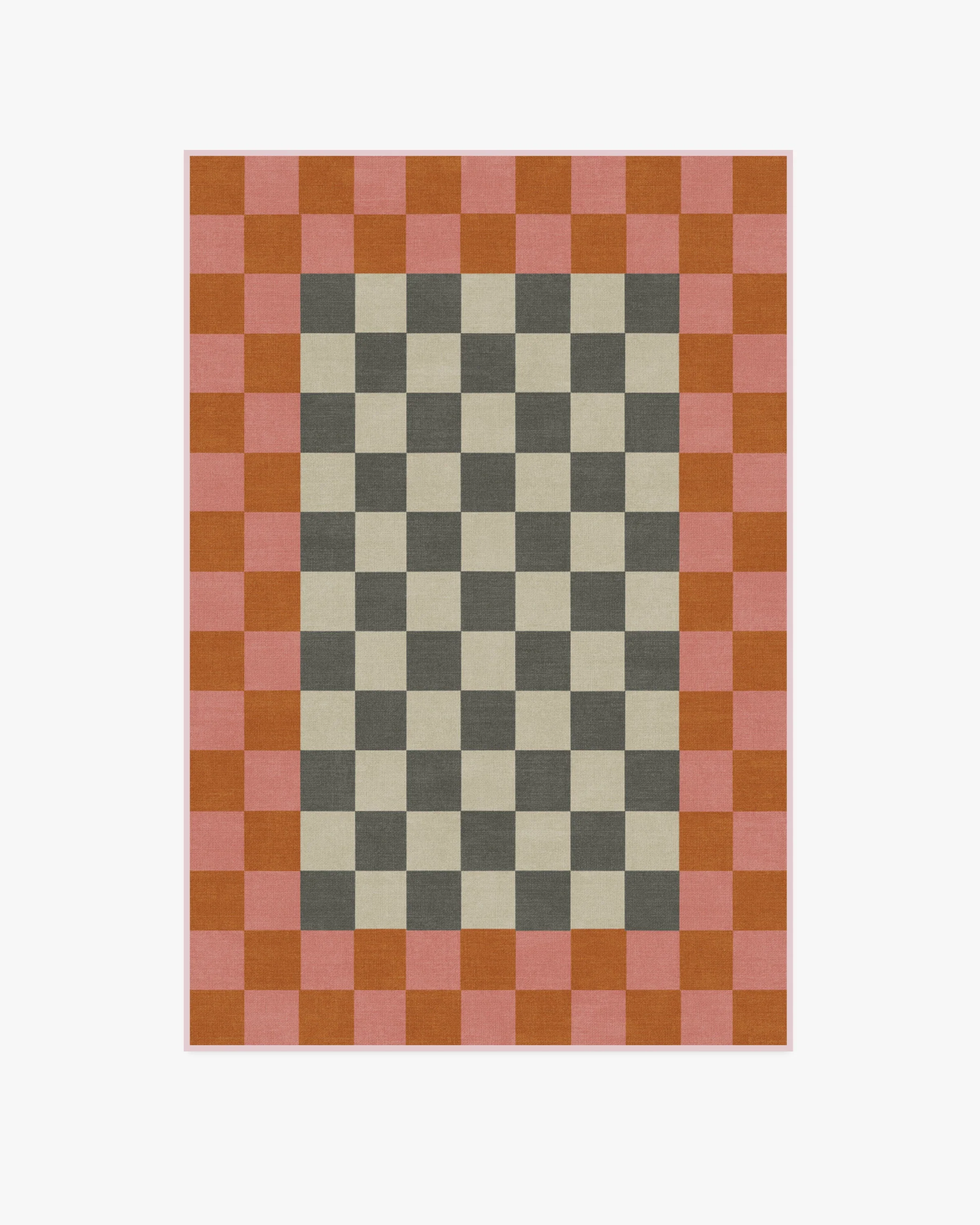 Checker Border Pink & Orange Flatwoven Rug by Jonathan Adler