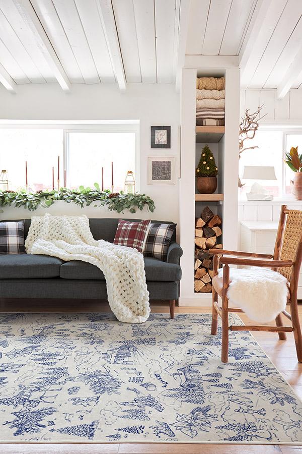 Winter Toile Blue Rug