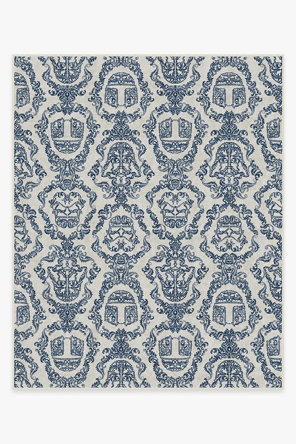 Dark Side Damask Delft Blue Flatwoven Rug