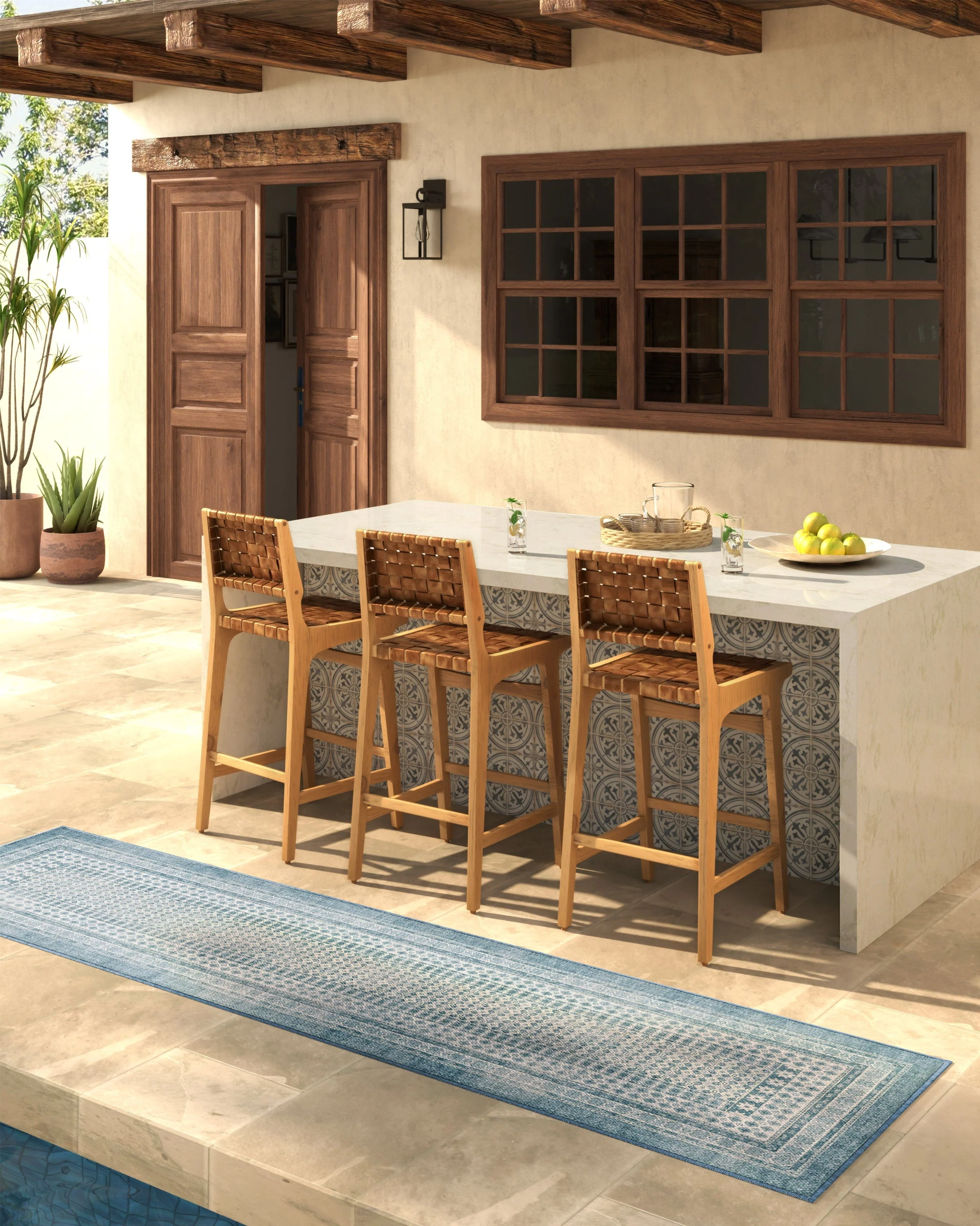 Cyrus Ocean & Ivory Outdoor Rug