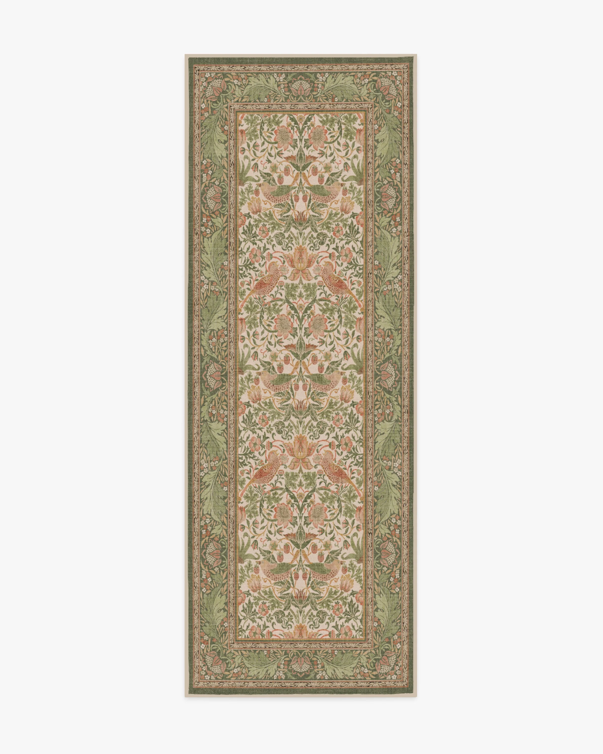 Strawberry Thief Sage & Rose Flatwoven Rug by Morris & Co.