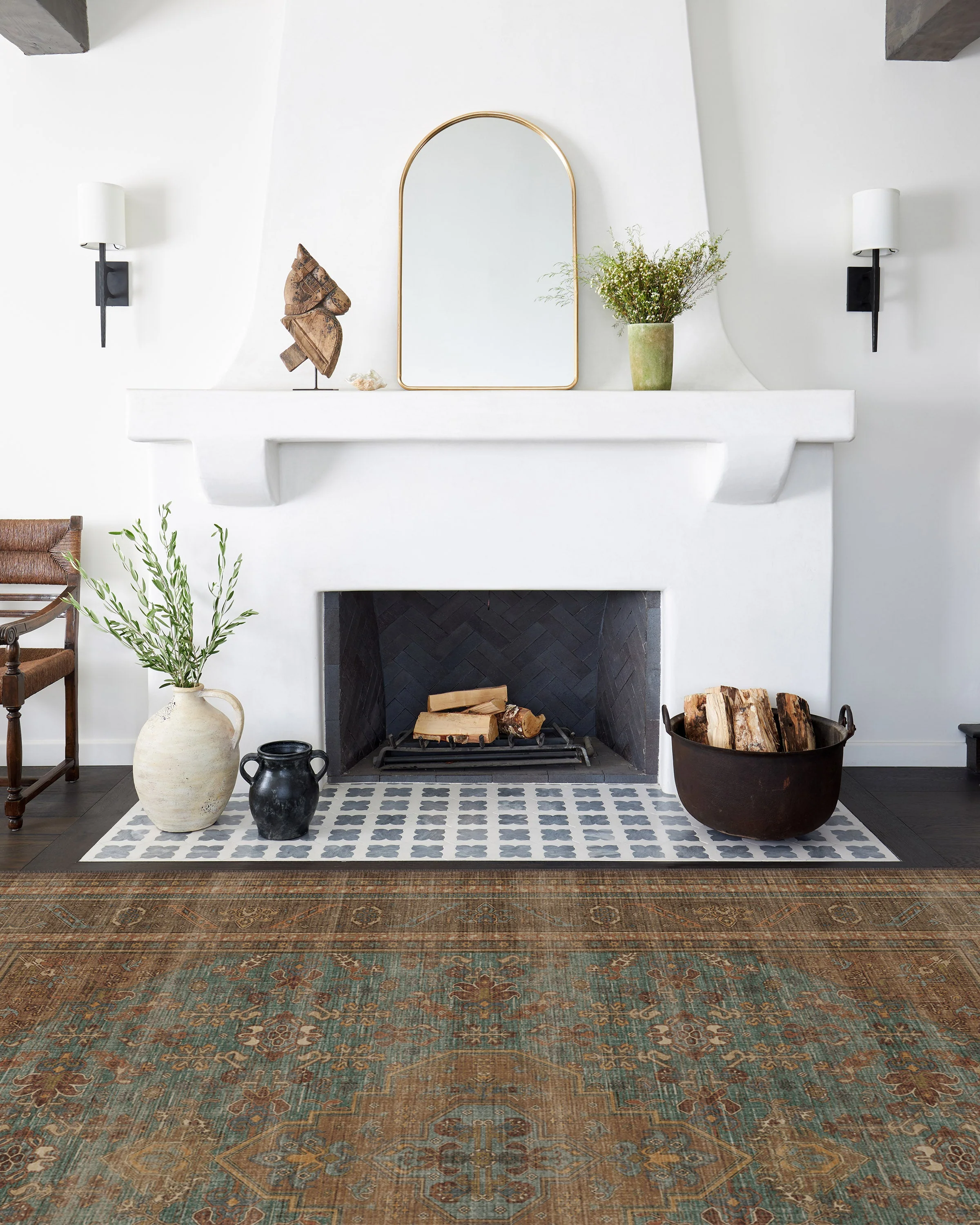 Rowan Teal Blue & Copper Flatwoven Rug