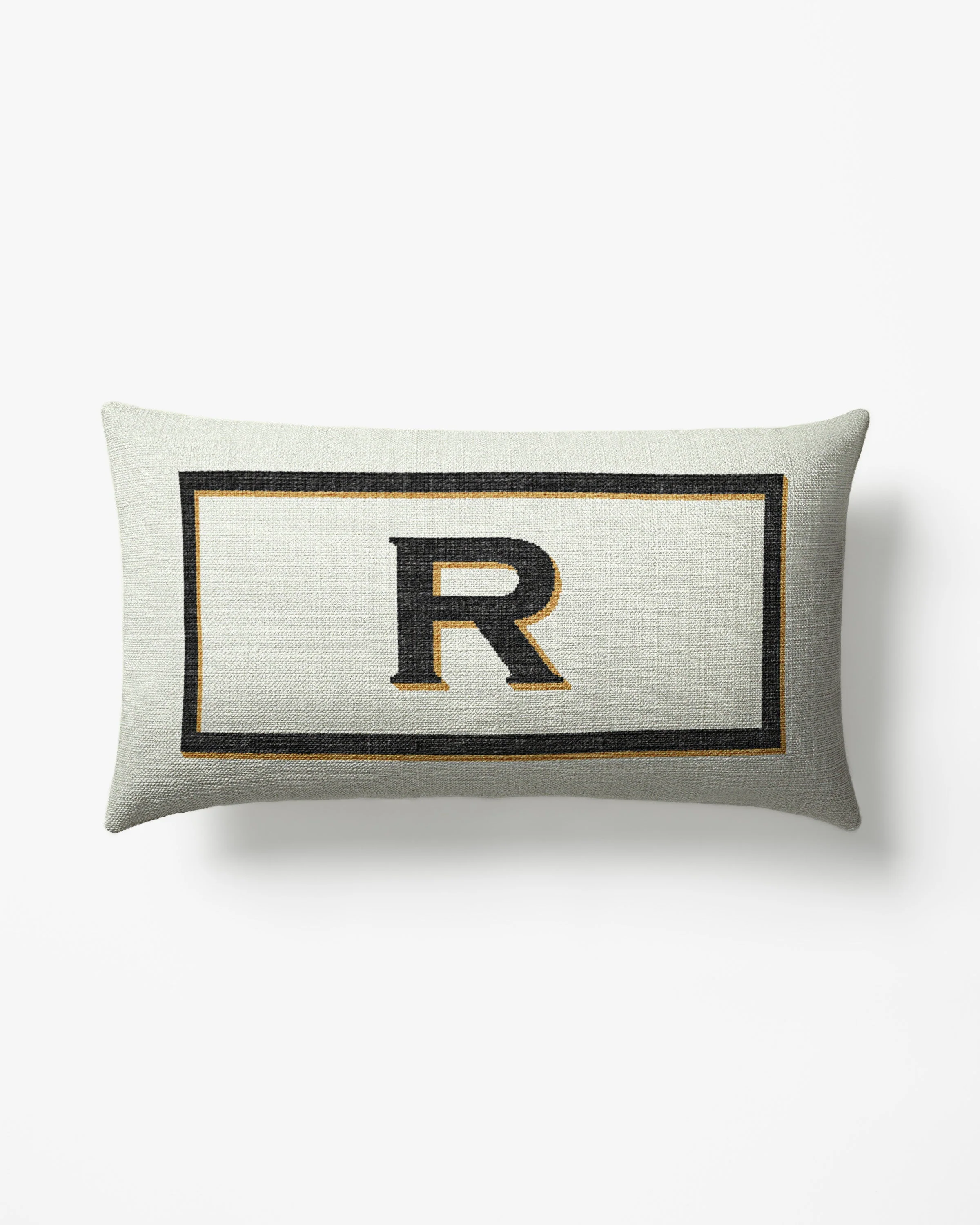 Classic Monogram Ivory Woven Throw Pillow, 12x21 by Jonathan Adler