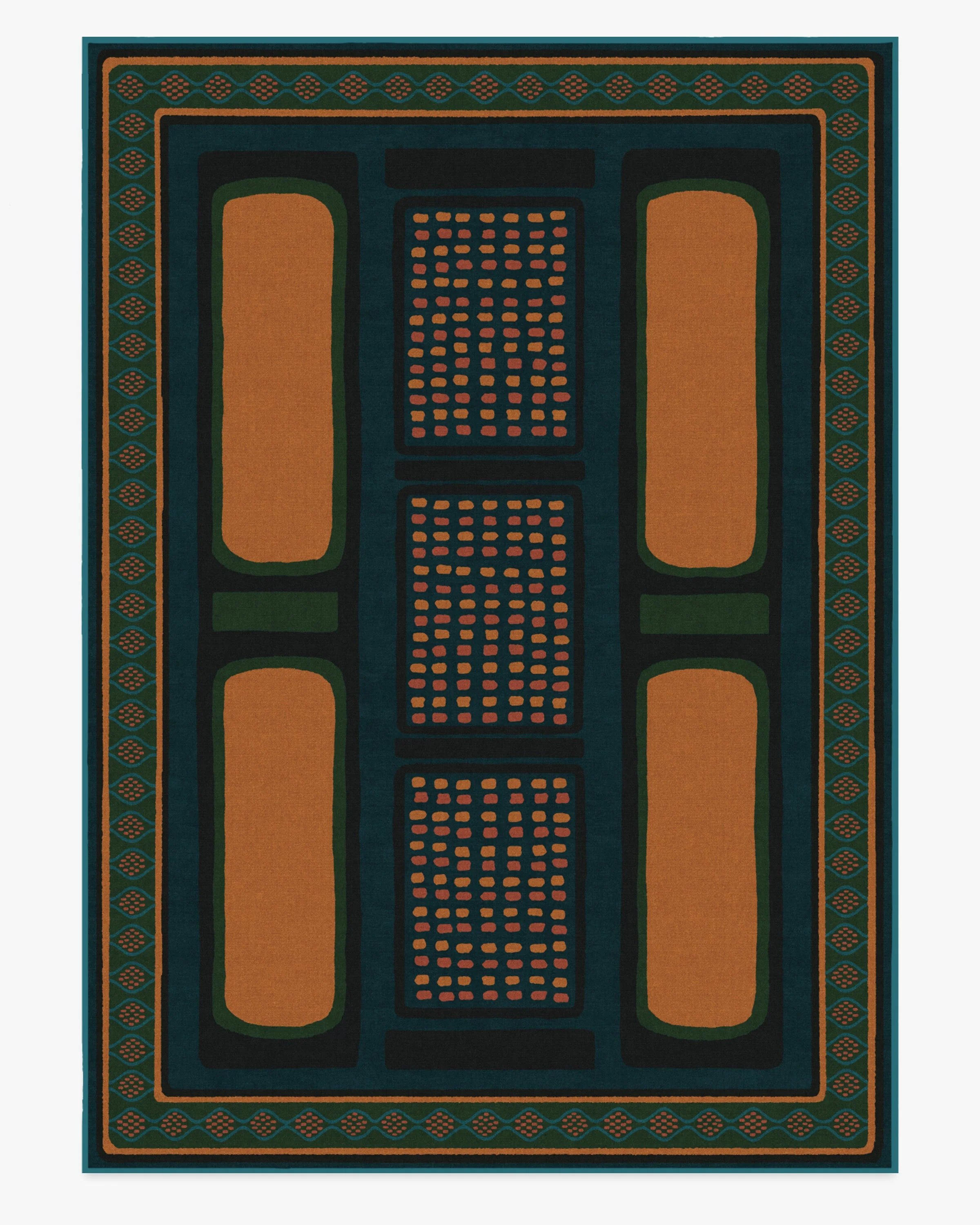 Nerissa Teal & Gold Flatwoven Rug by Architectural Digest