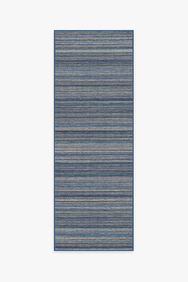 Multi Stripe Blue Flatwoven Rug