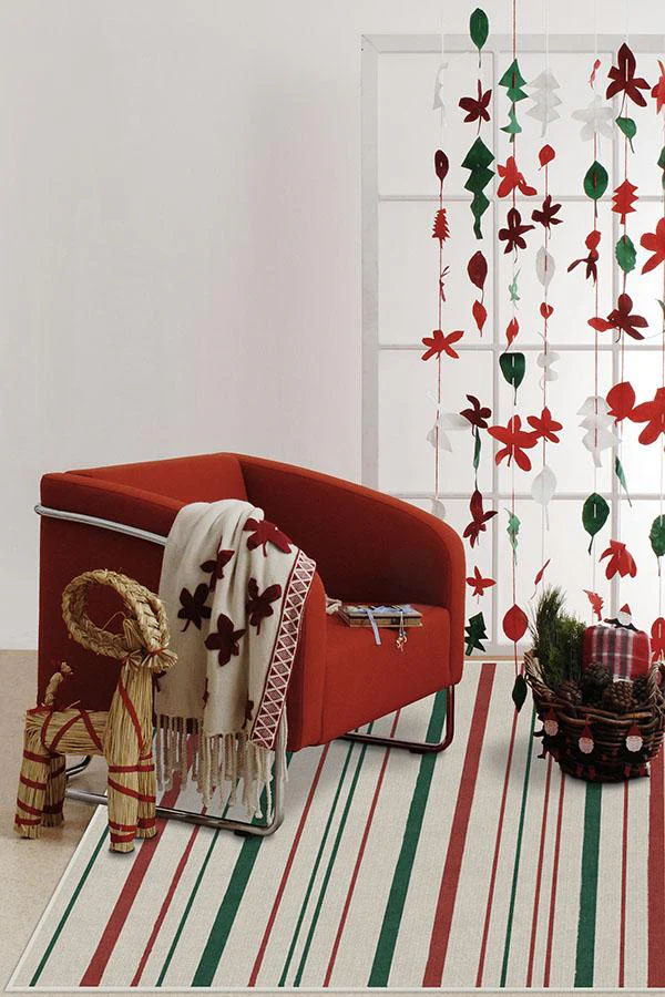Hudson Stripe Red & Green Rug