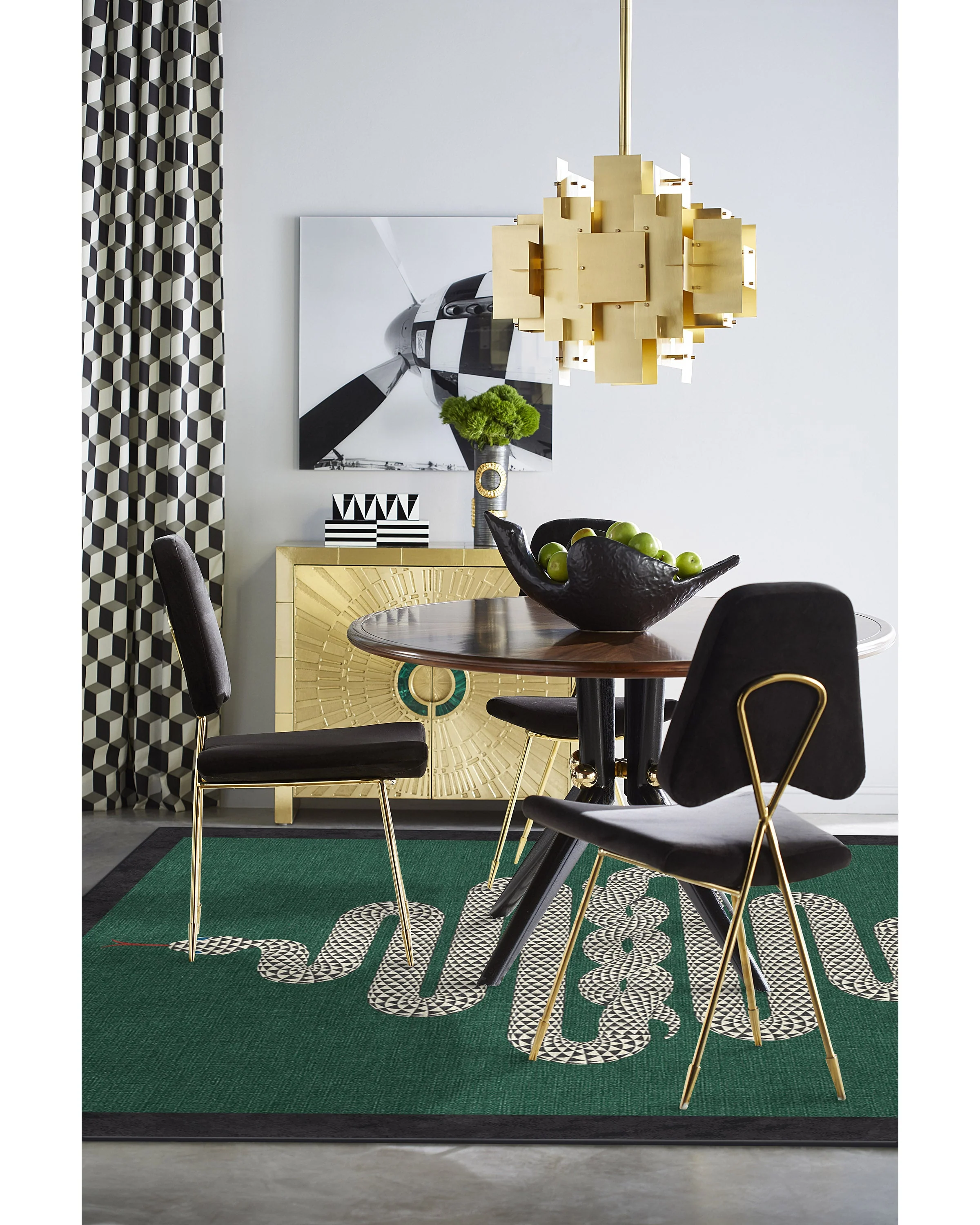 Venom Emerald Flatwoven Rug by Jonathan Adler
