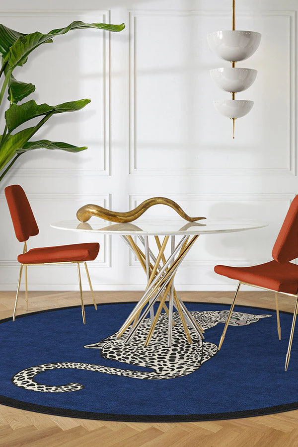 Snow Leopard Sapphire Rug by Jonathan Adler