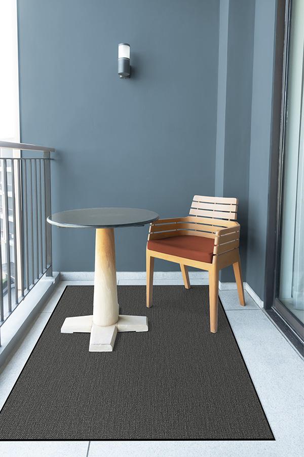Denim Solid Black Outdoor Rug