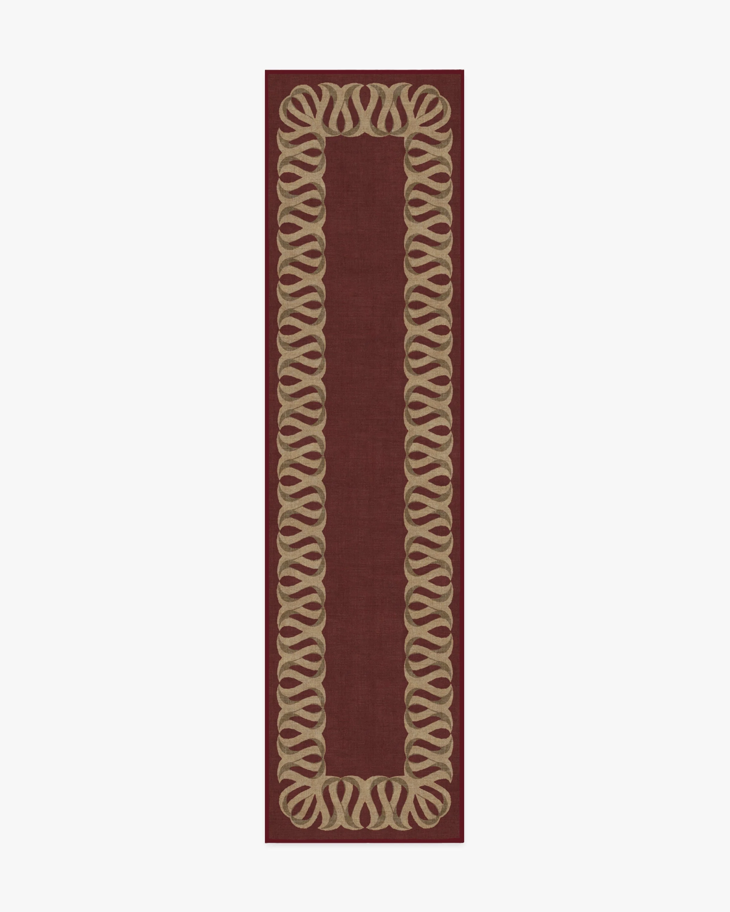 Ribbon Border Red & Natural Rug