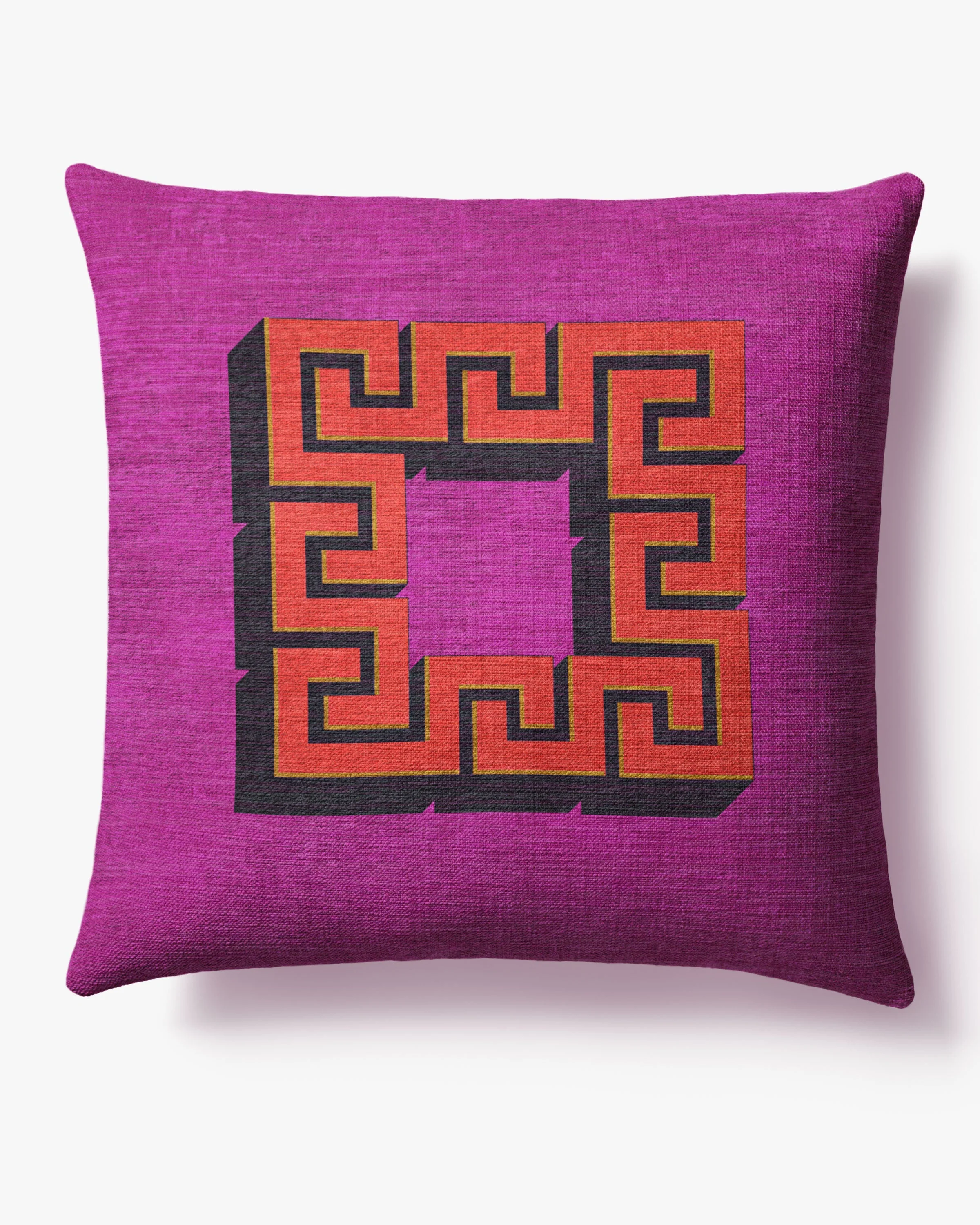 Greek Key Fuchsia Woven Throw Pillow by Jonathan Adler