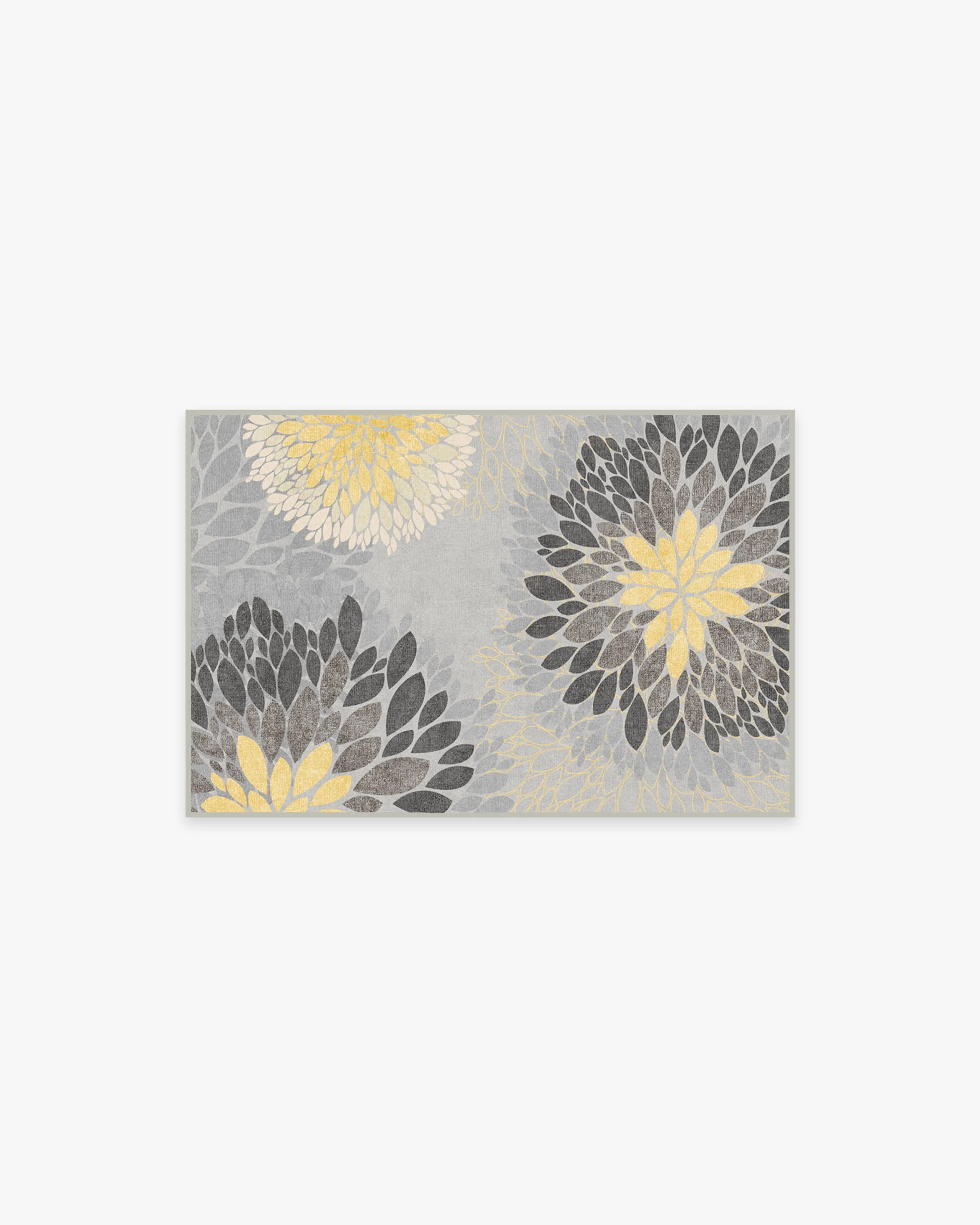 Floral Medallion Yellow Grey Rug