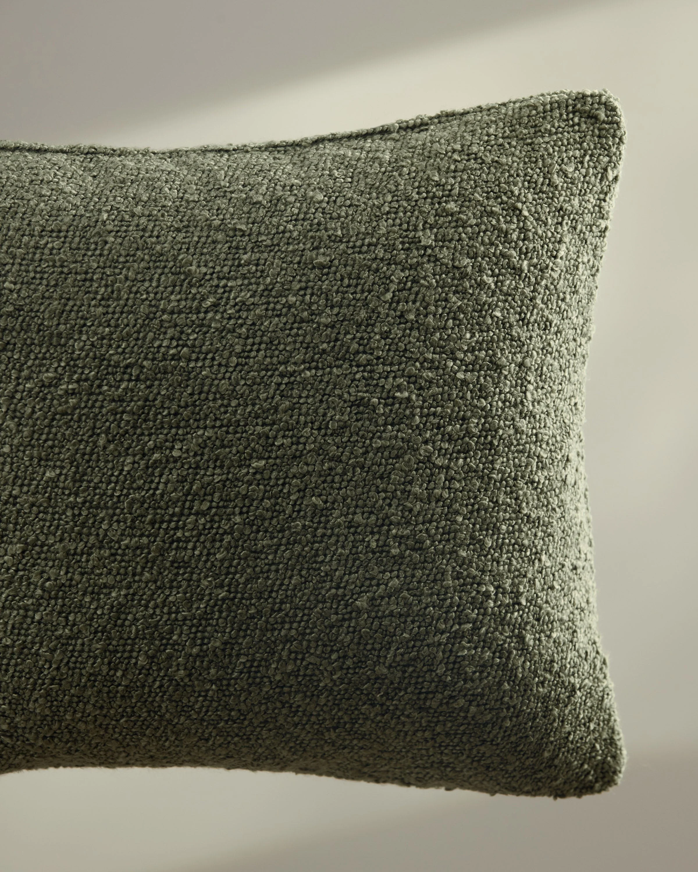 Olive Green Boucle Throw Pillow