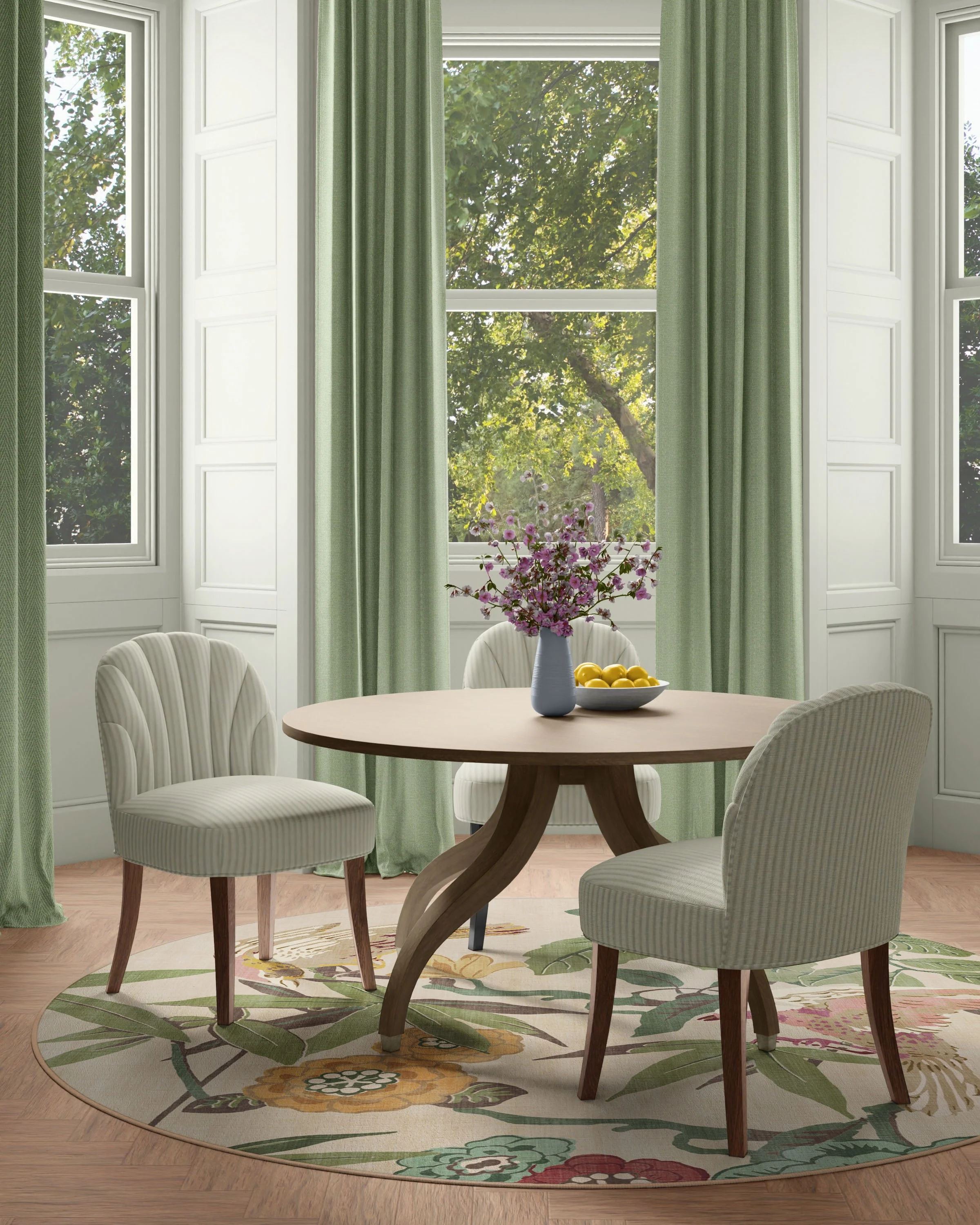 Bamboo & Bird Blush & Jade Rug by Sanderson