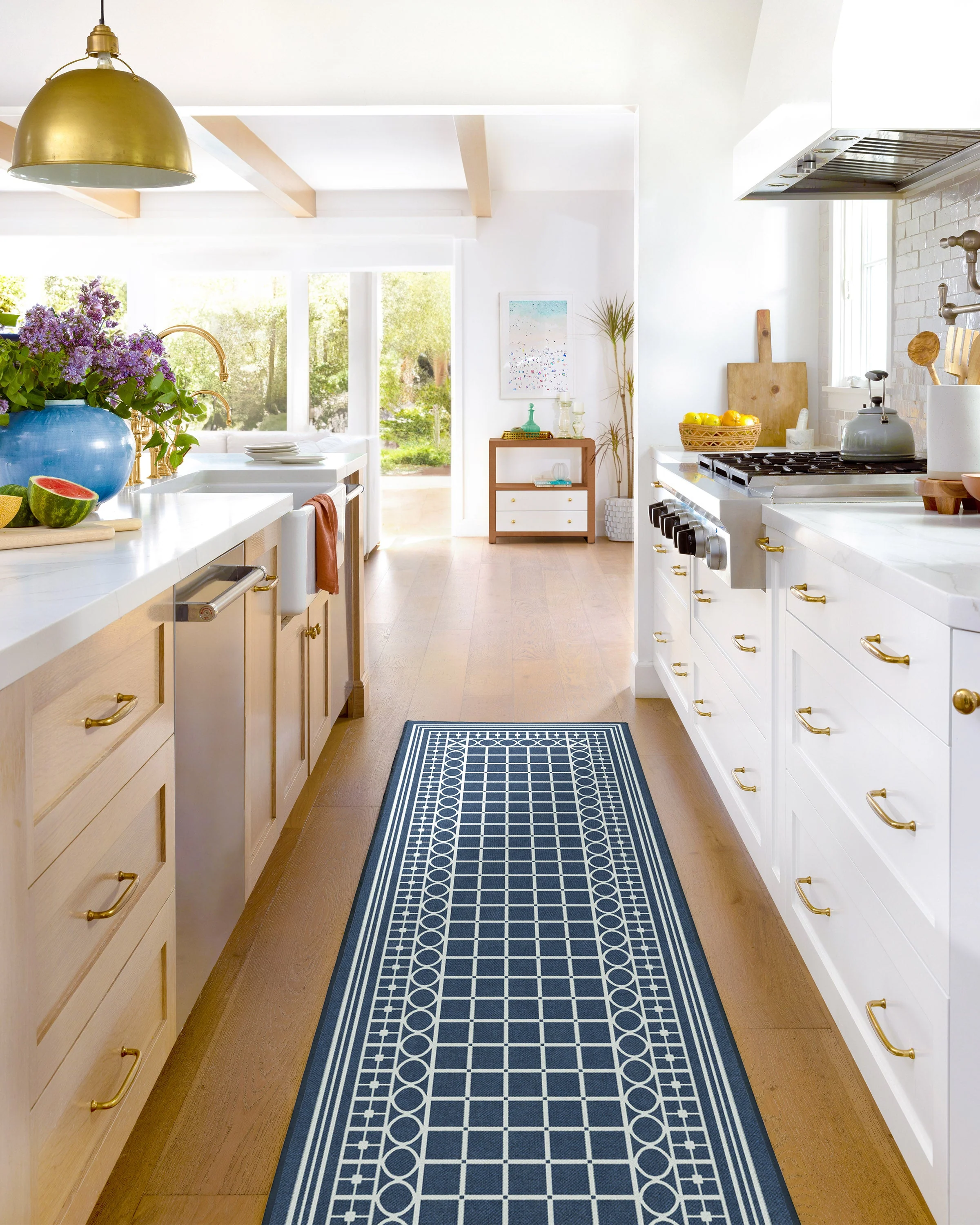 Palm Beach Navy Rug by Gray Malin