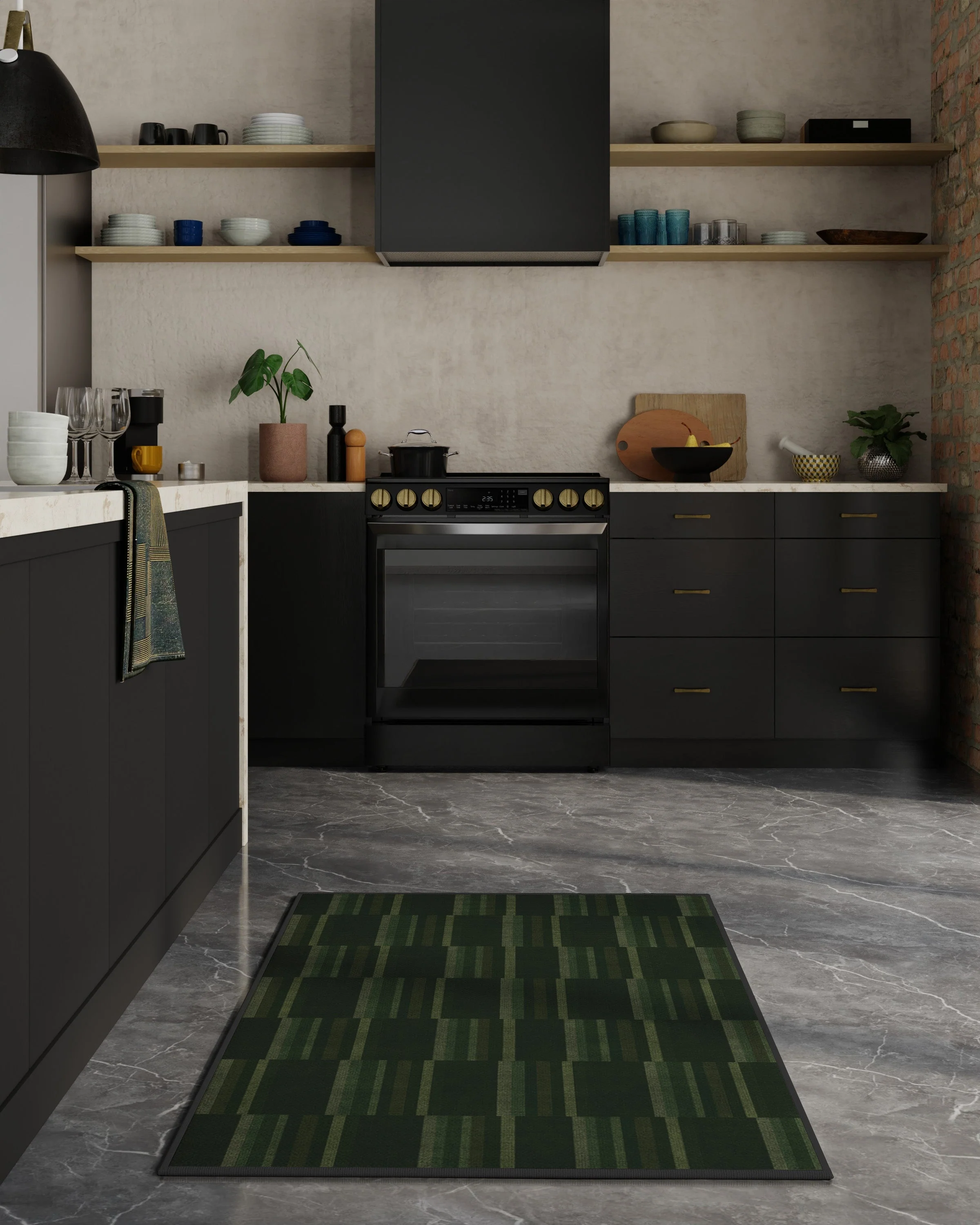 London Olive & Green Flatwoven Rug by Michael Michalsky