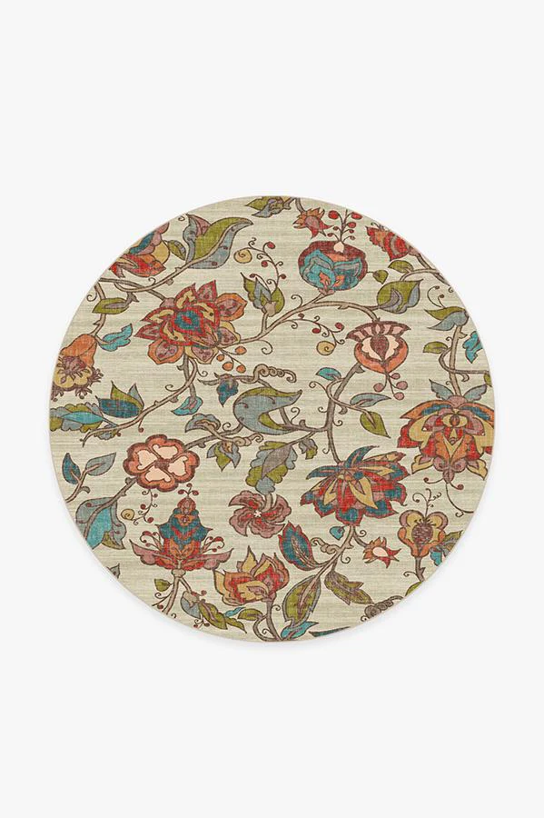 Frida Floral Natural Flatwoven Rug
