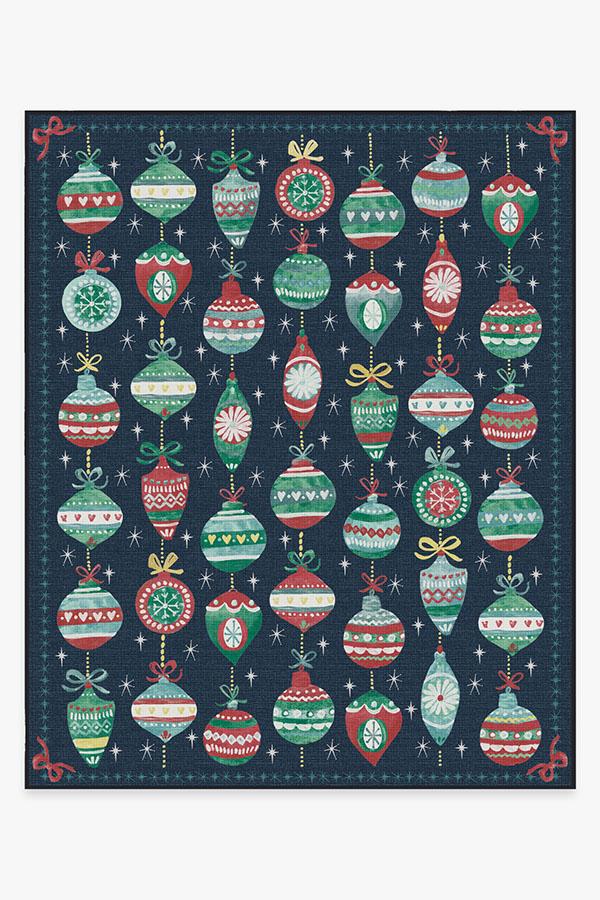 Festive Garland Navy Outdoor Rug