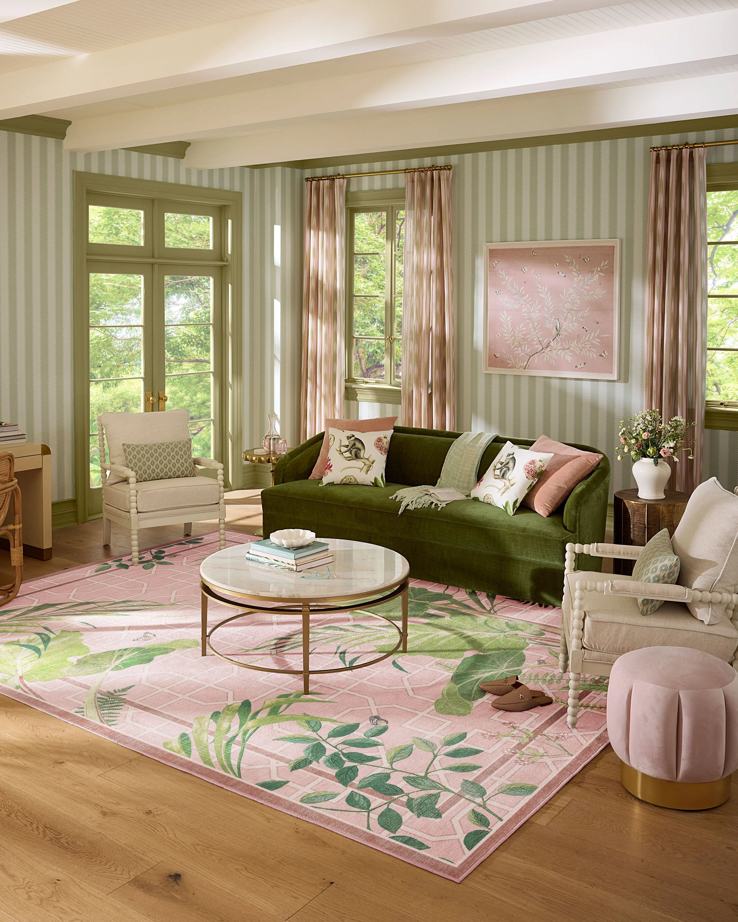Palm House Rose Rug by Sanderson