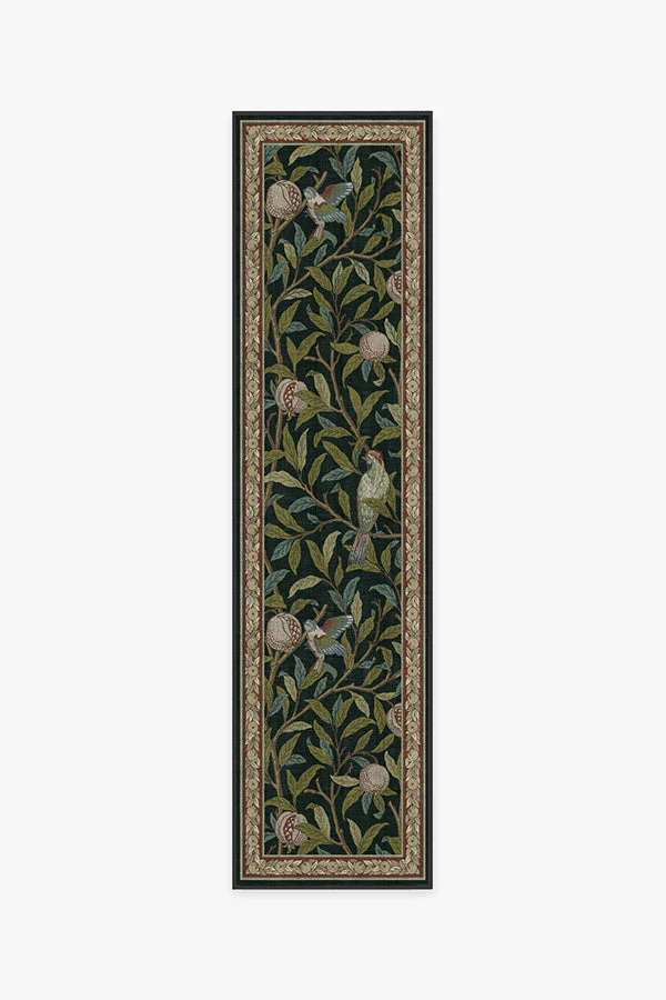 Bird & Pomegranate Teal Green Flatwoven Rug by Morris & Co.
