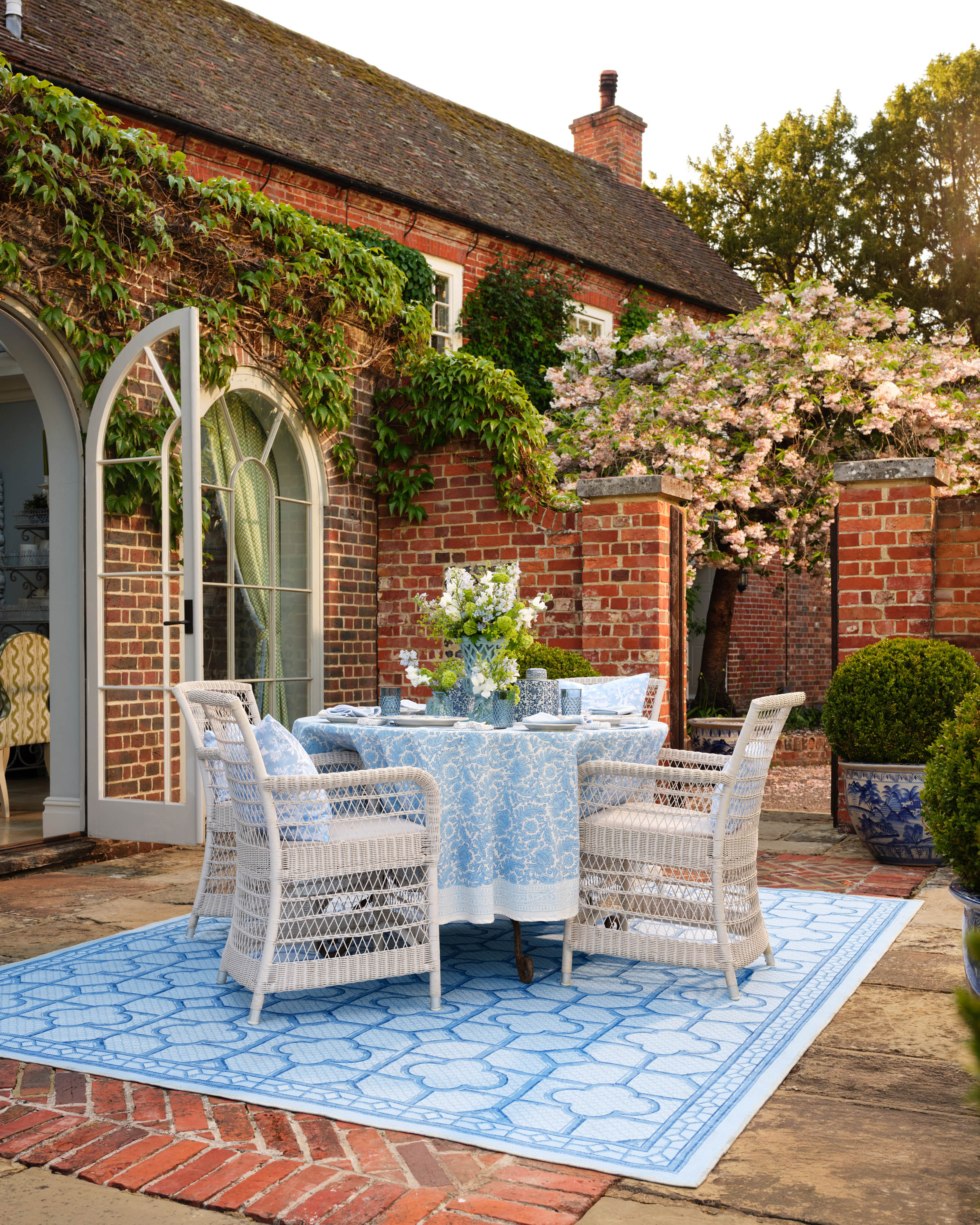 Shaded Bamboo Blue Outdoor Rug by Mrs. Alice