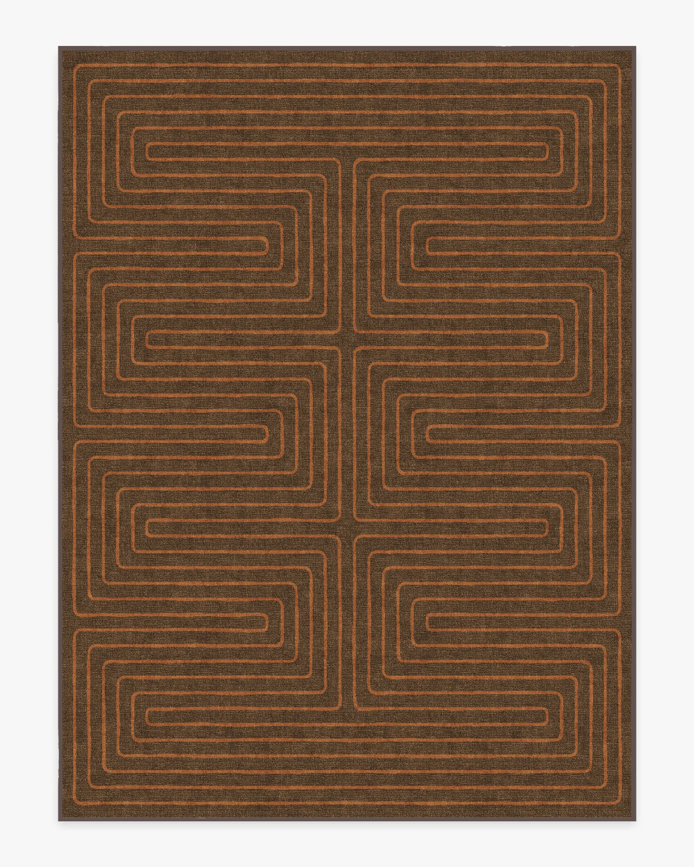 Labyrinth Brown & Orange Flatwoven Rug by Jonathan Adler